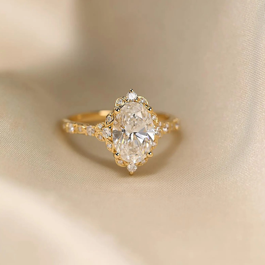 8 X 10 Mm Oval Cut Moissanite Engagement Rings In Sterling Silver