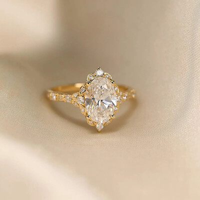 8 X 10 Mm Oval Cut Moissanite Engagement Rings In Sterling Silver