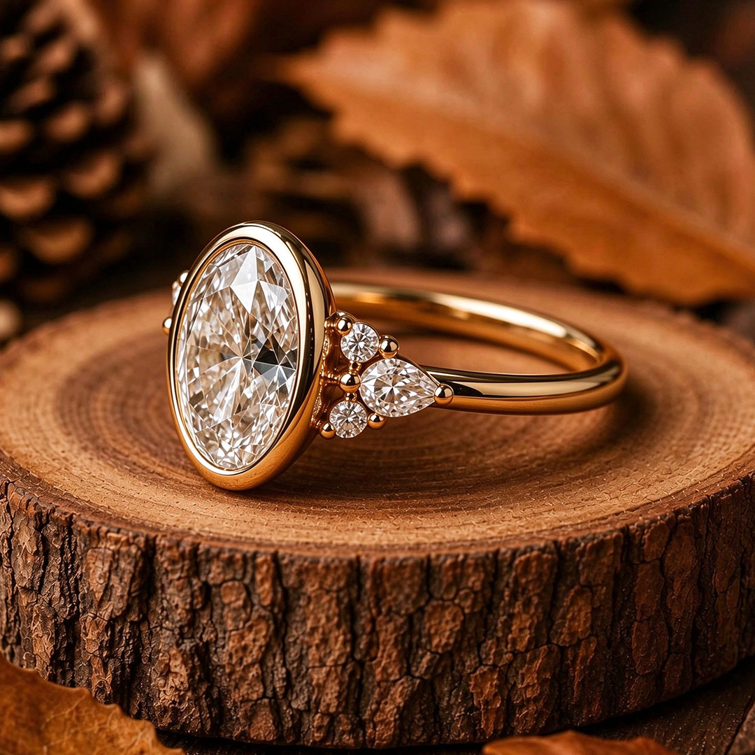 8x10mm Oval Cut Moissanite Engagement Rings In Sterling Silver