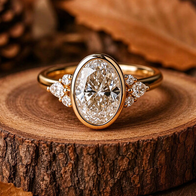 8x10mm Oval Cut Moissanite Engagement Rings In Sterling Silver