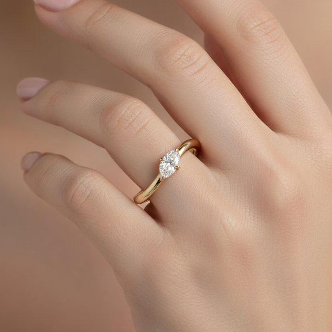 5x10mm Marquise Cut Moissanite Engagement Rings In Sterling Silver