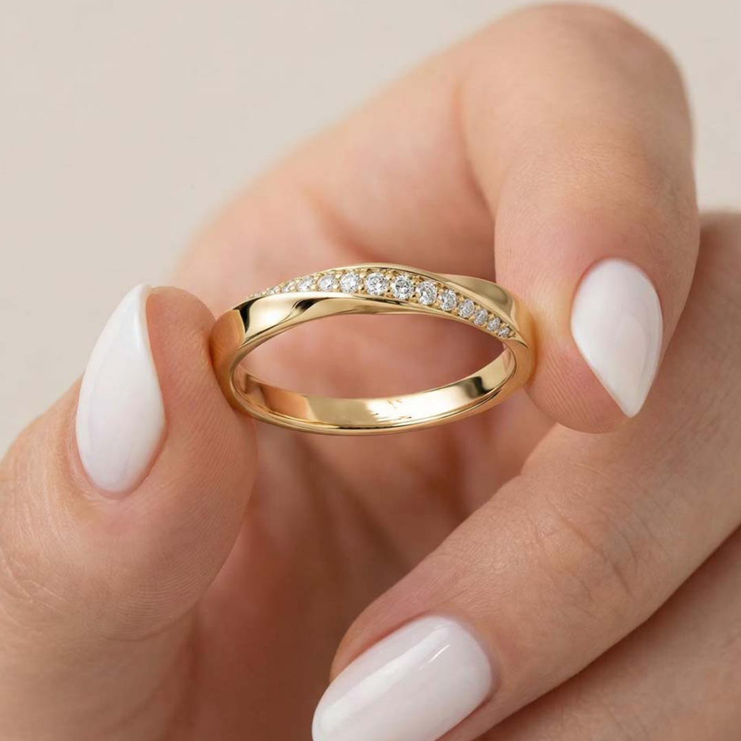 Round Cut Moissanite Wedding Rings In Sterling Silver