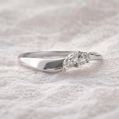 Marquise Cut Moissanite Wedding Bands In Sterling Silver