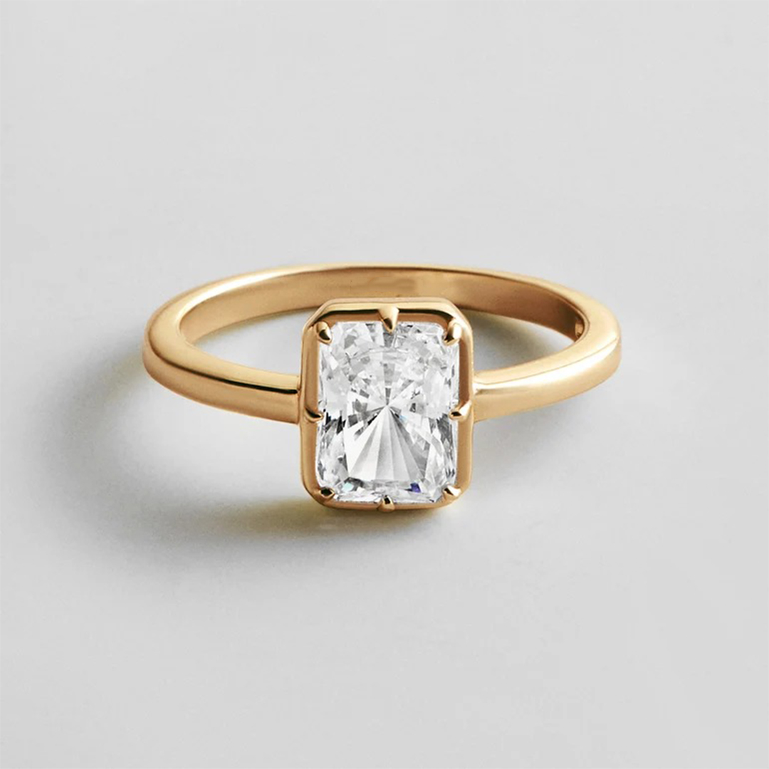 6*8MM Radiant Cut Moissanite Engagement Rings In Sterling Silver