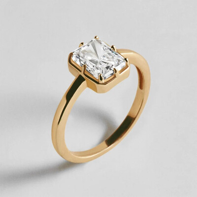 6*8MM Radiant Cut Moissanite Engagement Rings In Sterling Silver
