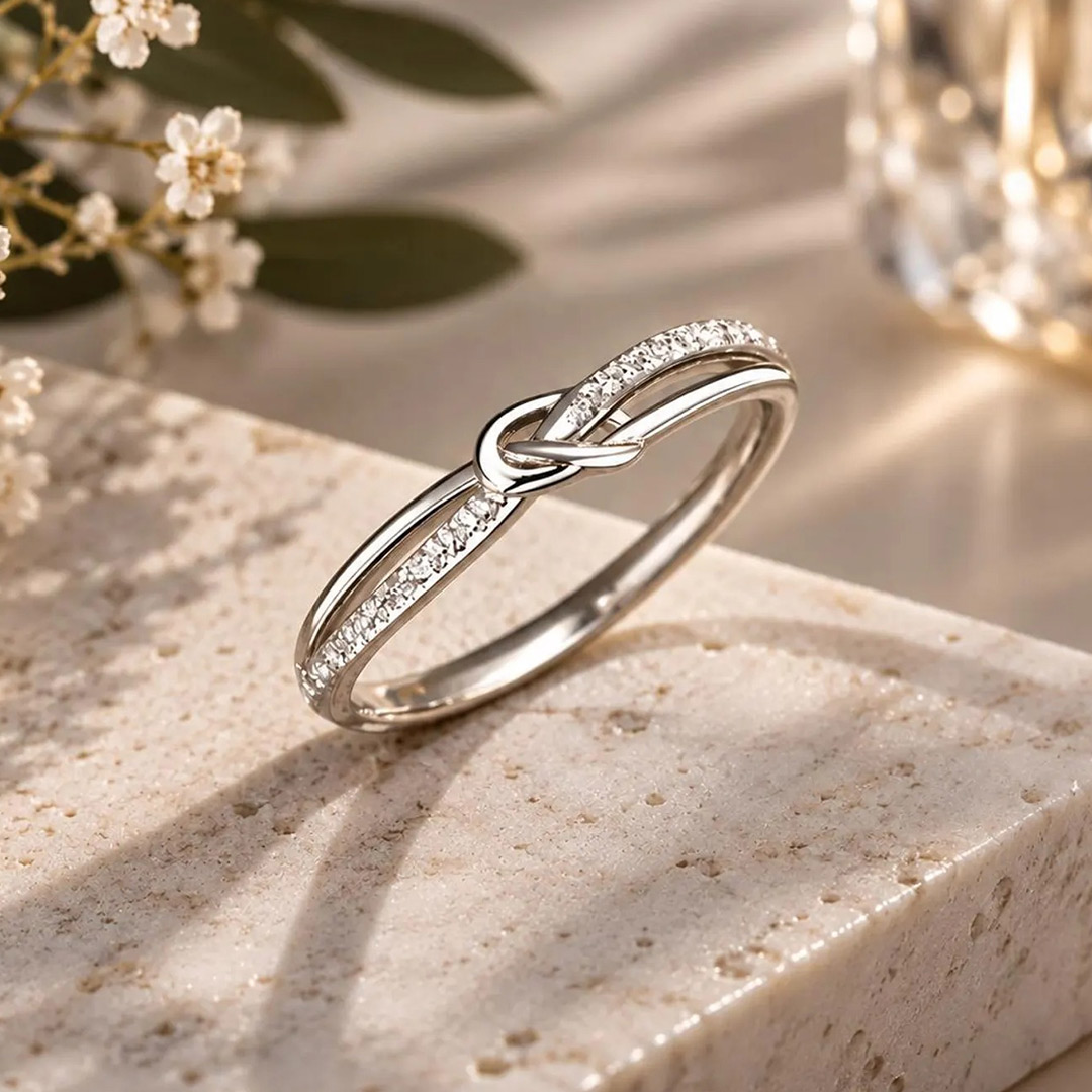 Round Cut Moissanite Wedding Bands In Sterling Silver