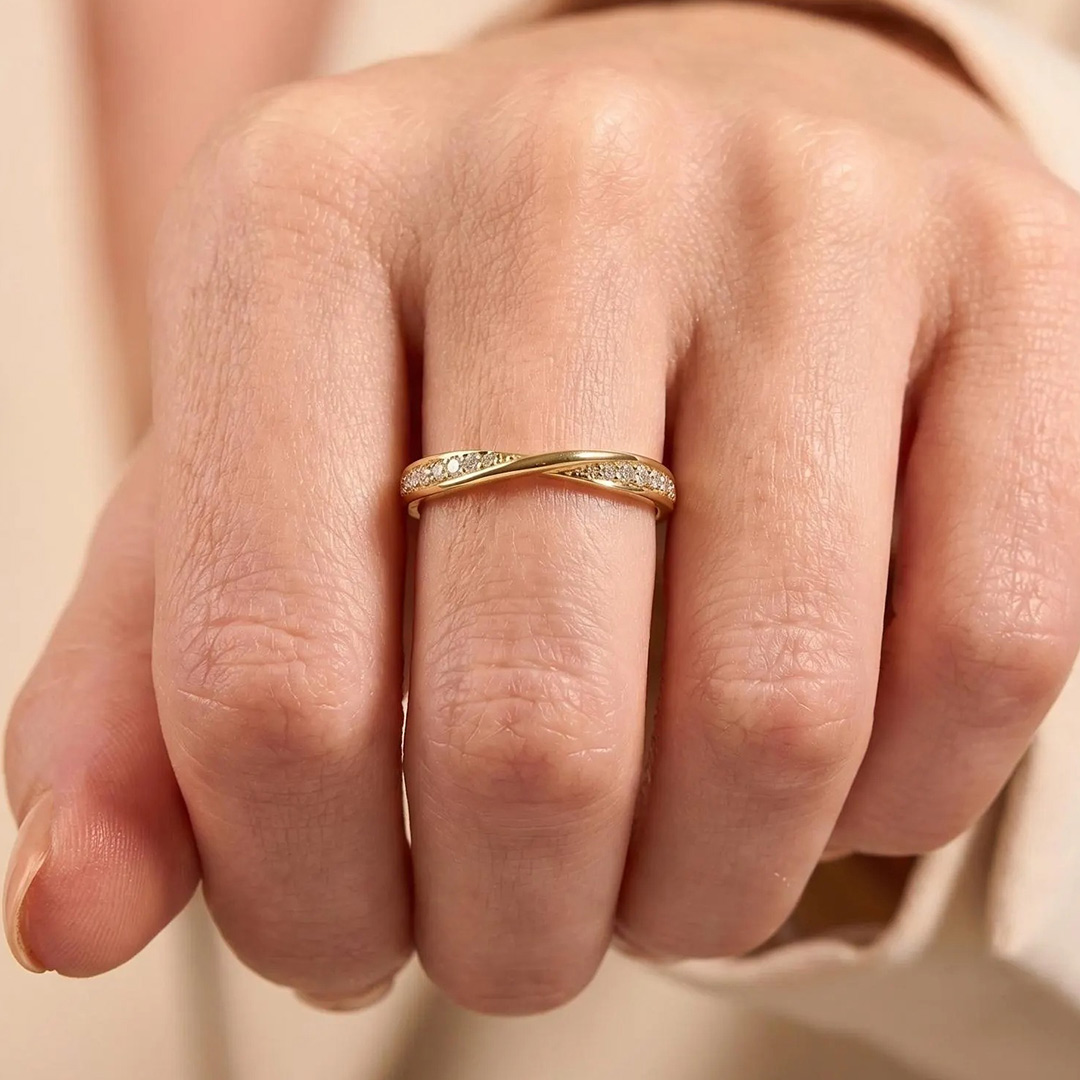 Round Cut Moissanite Wedding Bands In Sterling Silver