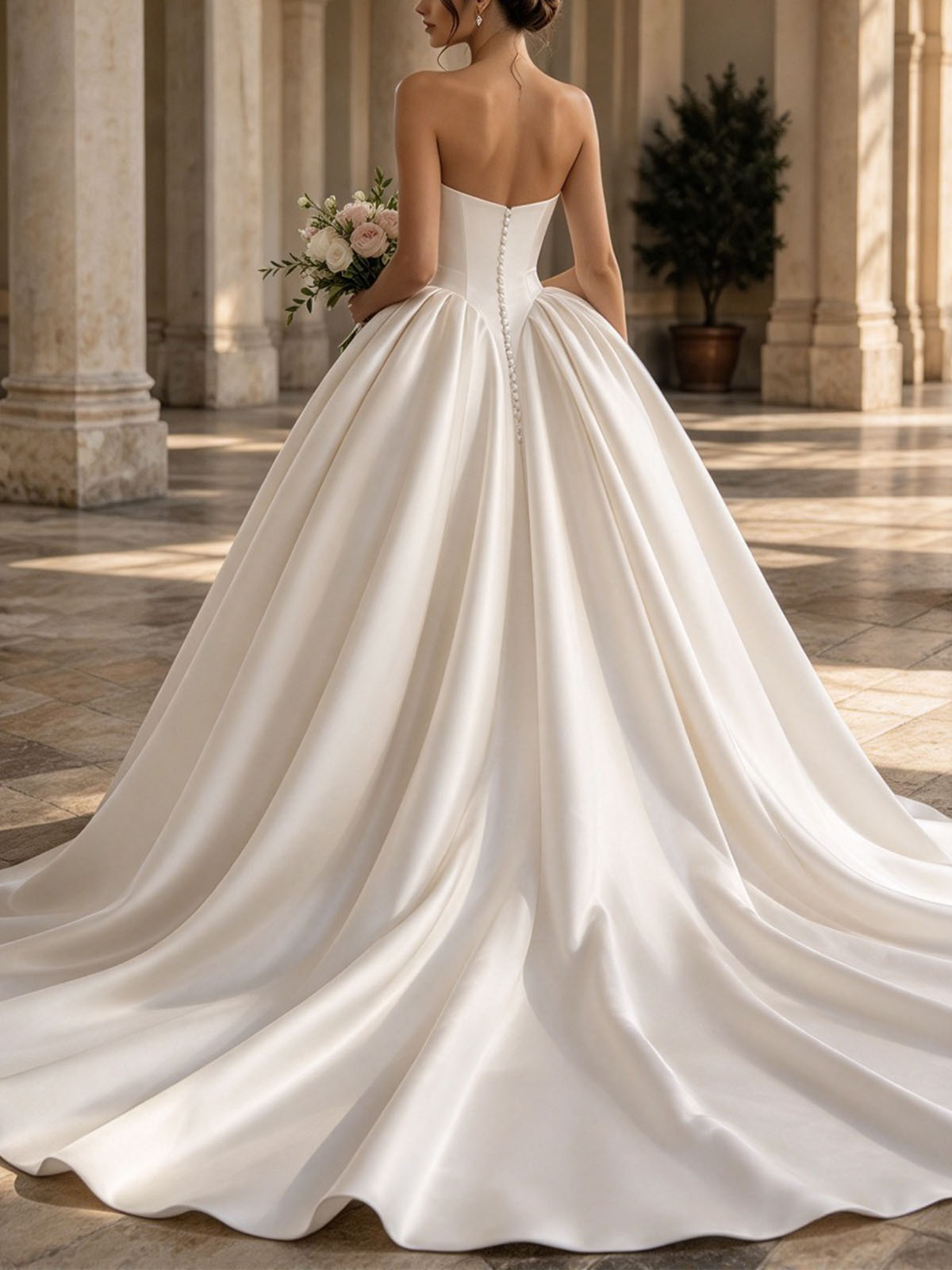 Ball-Gown Square Neckline Sleeveless Chapel Train Wedding Dresses With Pleated