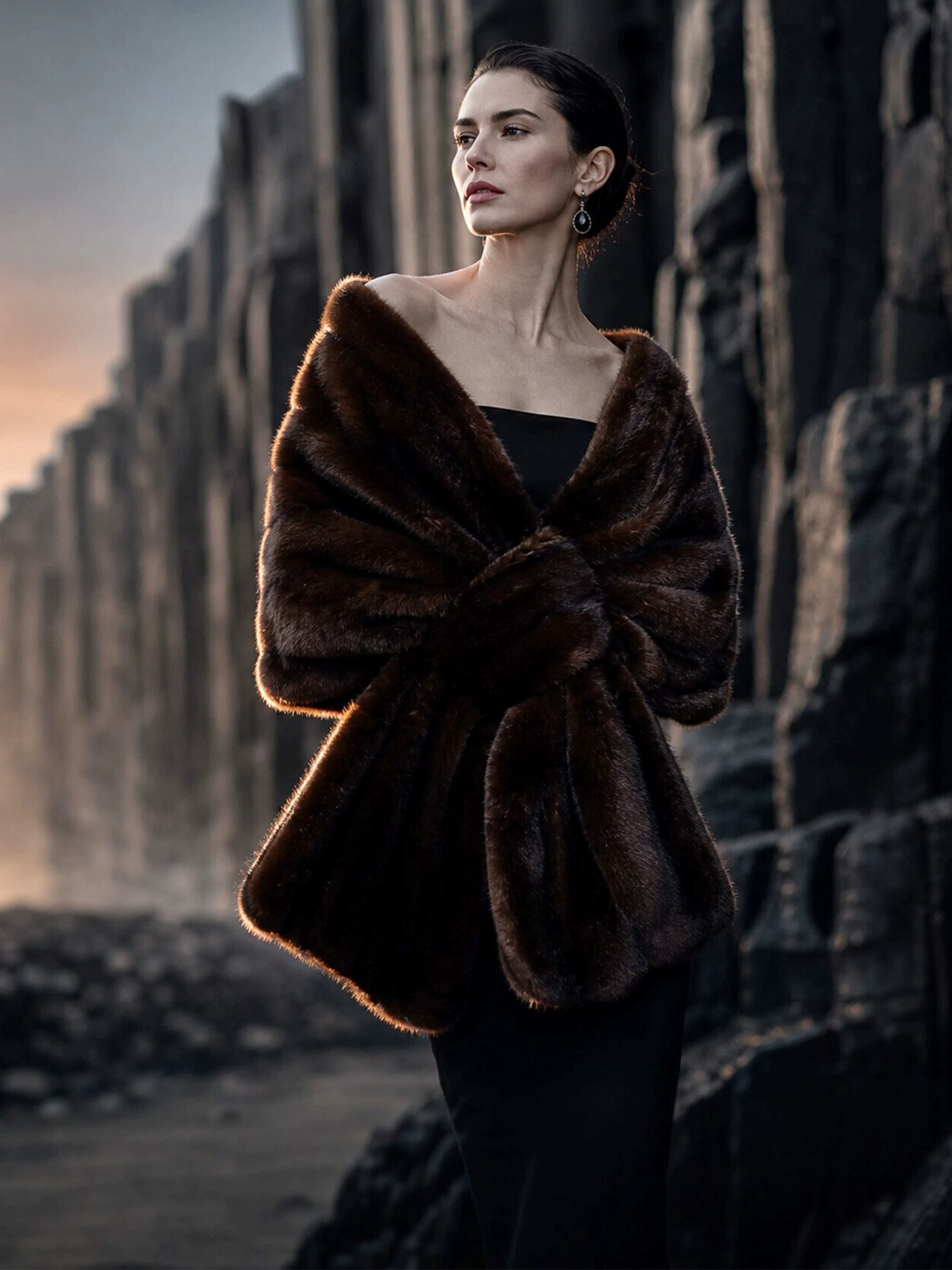 Open Front Faux Fur