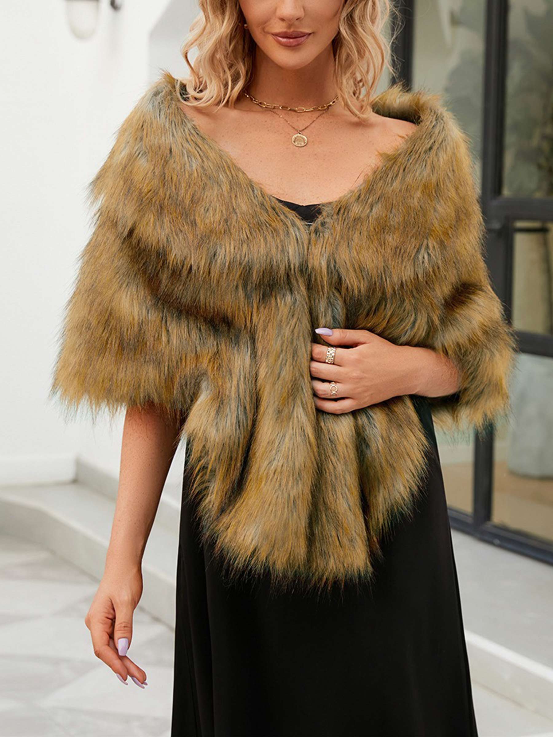 Open Front Faux Fur