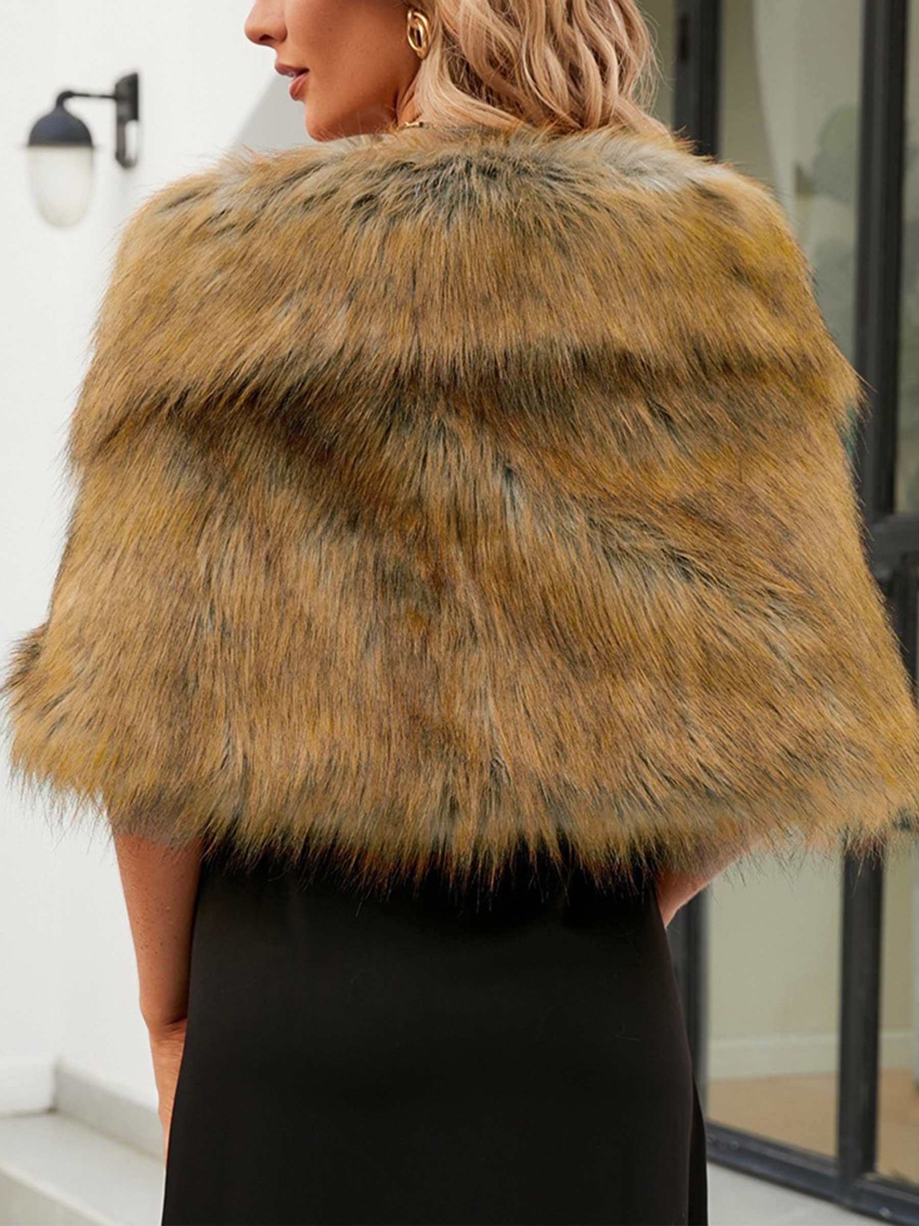 Open Front Faux Fur