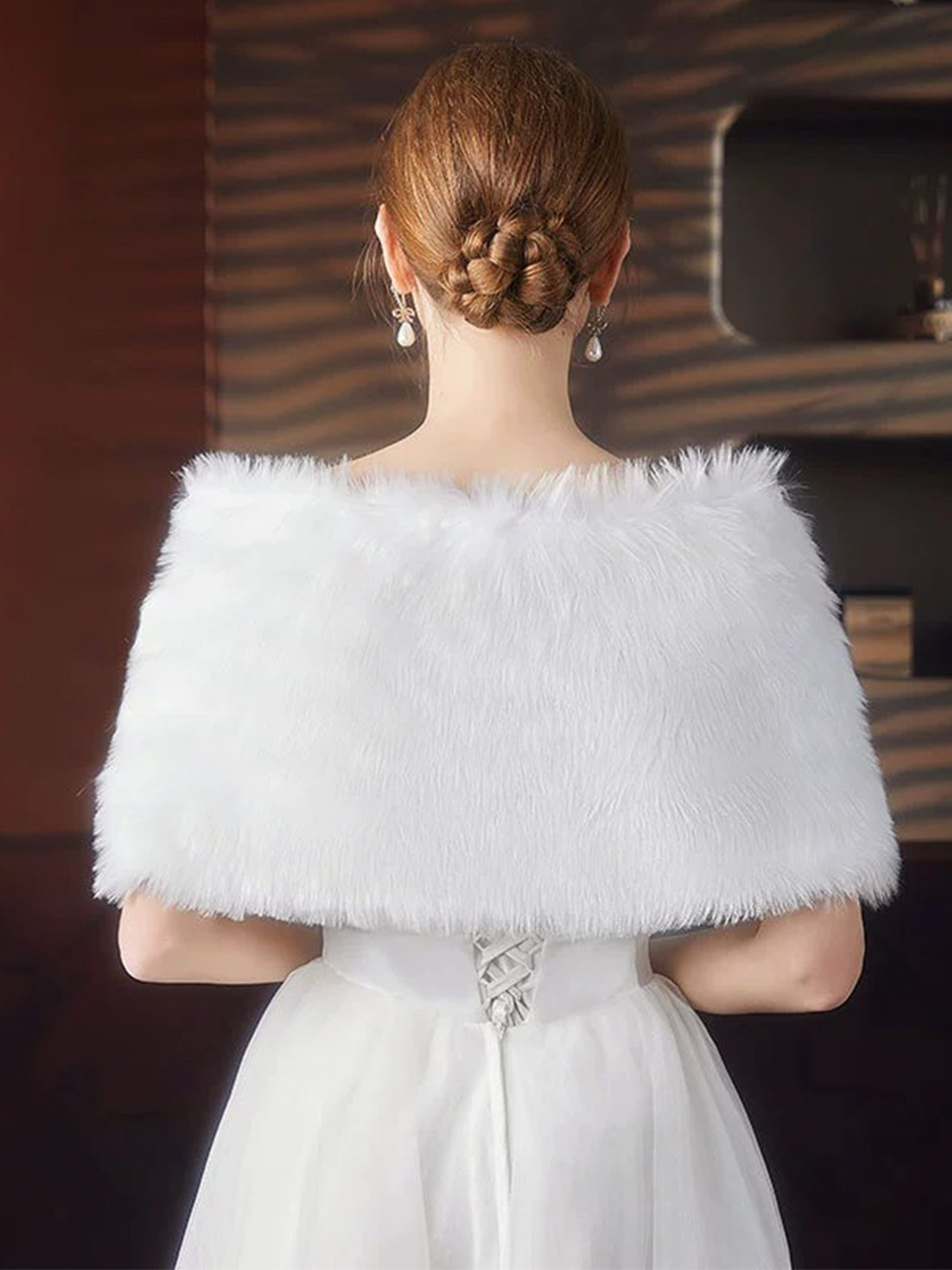 Clasp Faux Fur With Beading