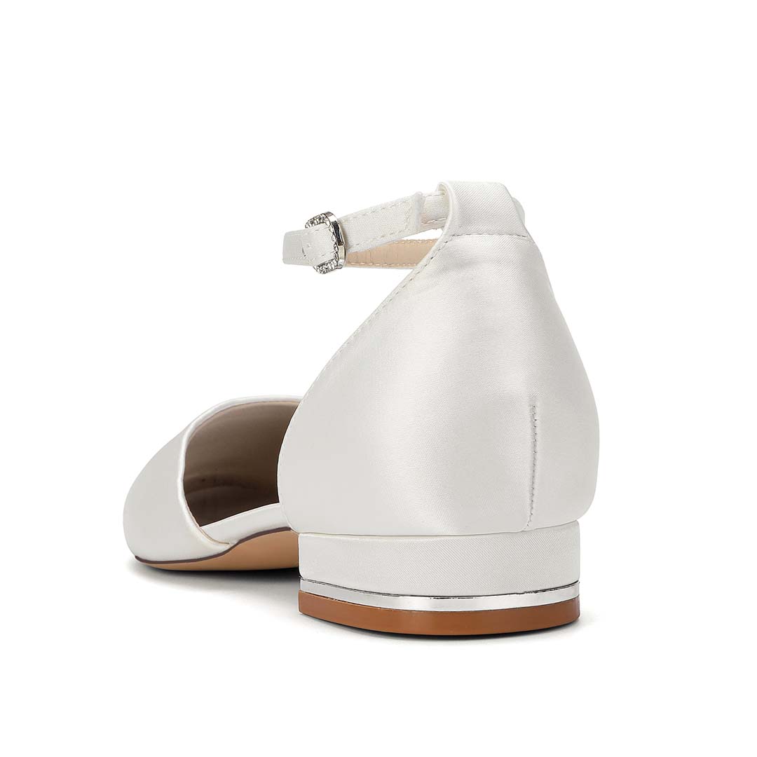 Ankle Strap Silky Satin Round Toe Bridal Heels