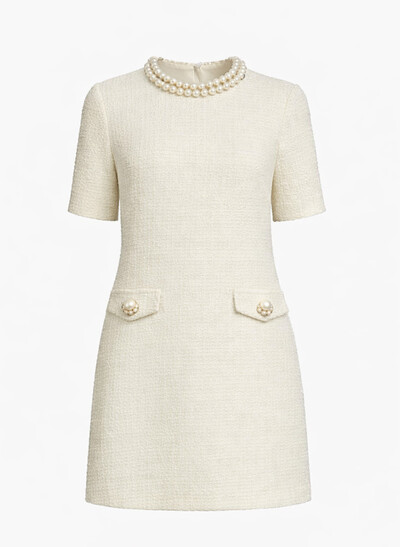 Sheath/Column Scoop Neck Short Sleeves Knee-Length Cocktail Dresses With Beading