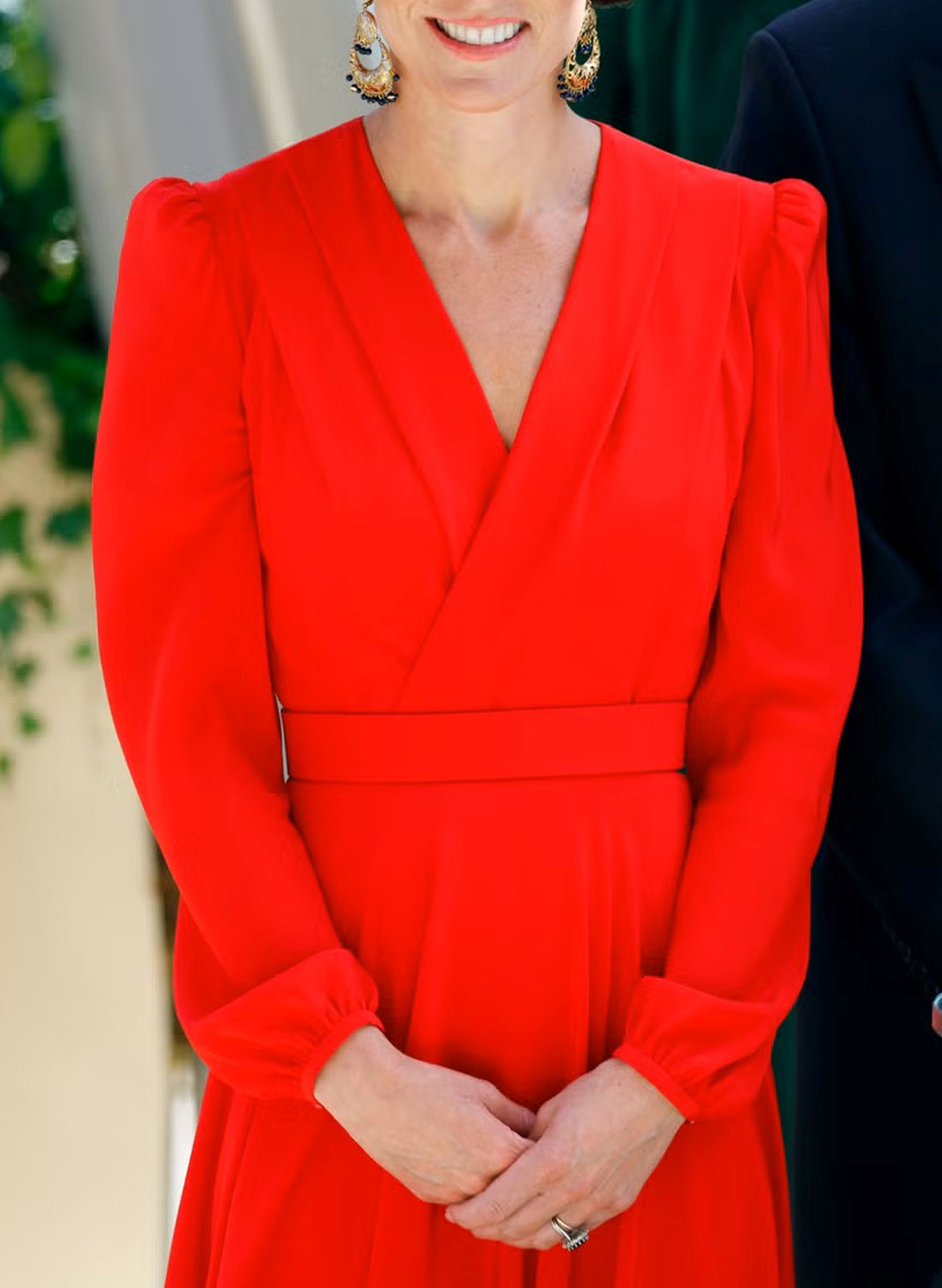 V-Neck Long Sleeves A-Line Ankle-Length Satin Cocktail Dresses With Sash