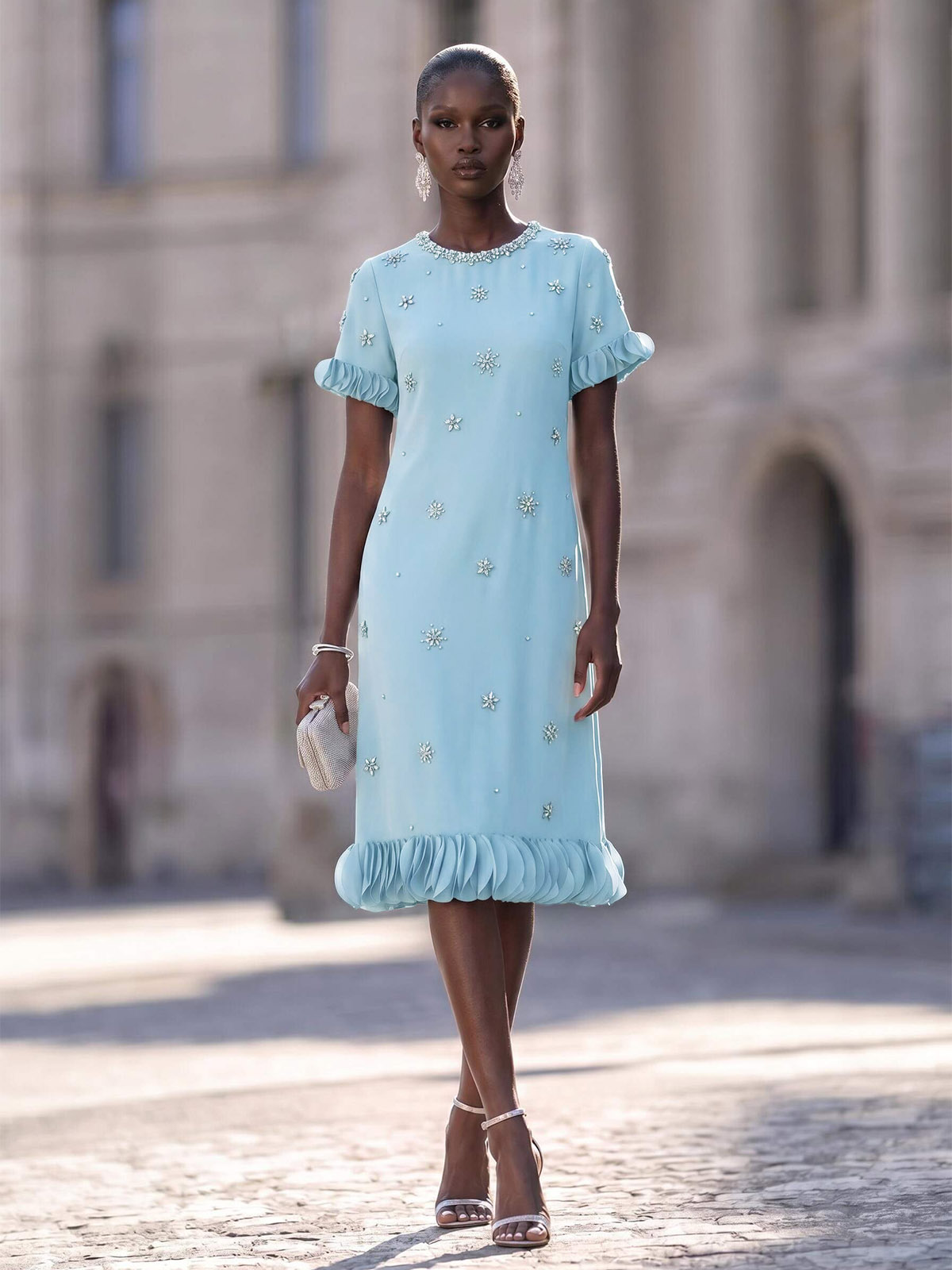 A-Line Scoop Neck Short Sleeves Knee-Length Elastic Satin Cocktail Dresses With Beading A-Line Scoop Neck Short Sleeves Knee-Length Elastic Satin Cocktail Dresses With Beading