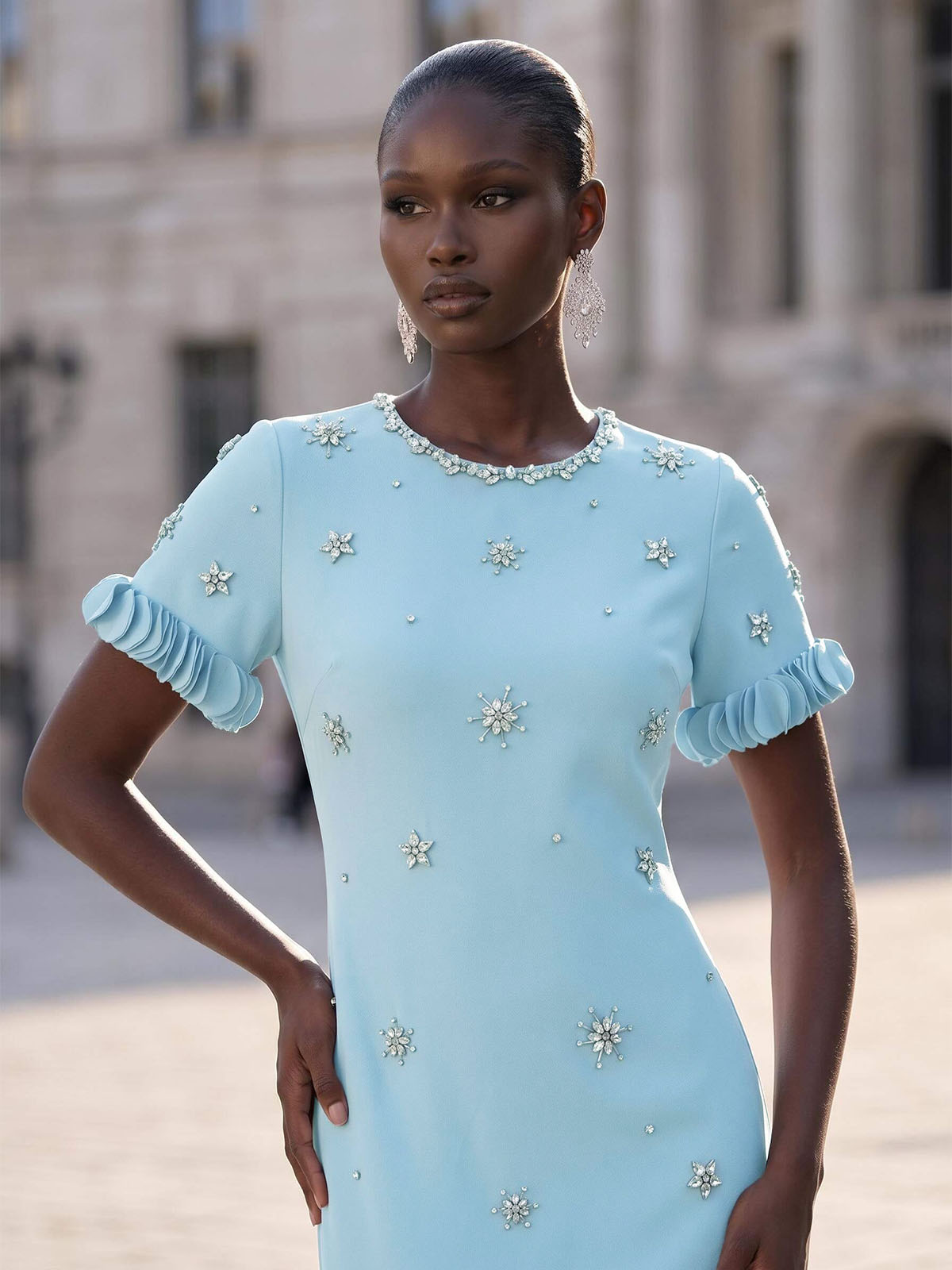 A-Line Scoop Neck Short Sleeves Knee-Length Elastic Satin Cocktail Dresses With Beading A-Line Scoop Neck Short Sleeves Knee-Length Elastic Satin Cocktail Dresses With Beading