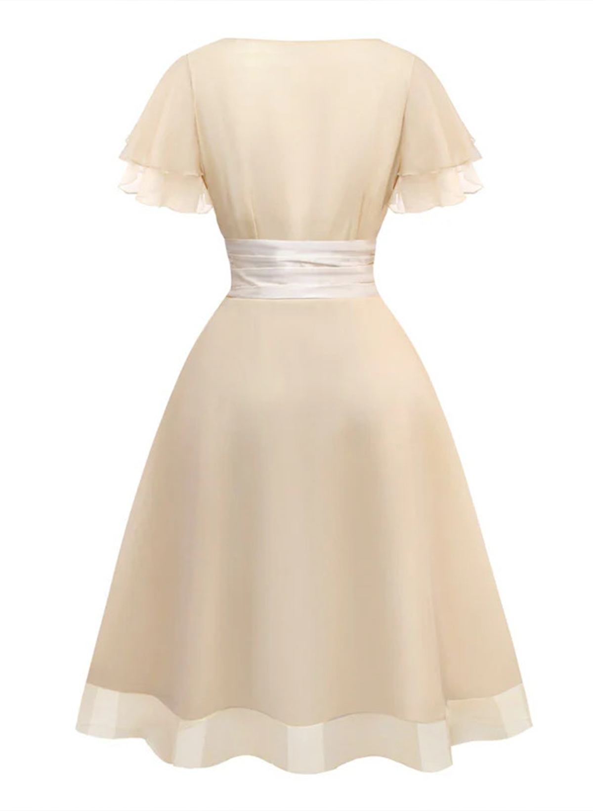 A-Line Plunge Neck Sleeveless Knee-Length Evening Dresses With Bow(s)