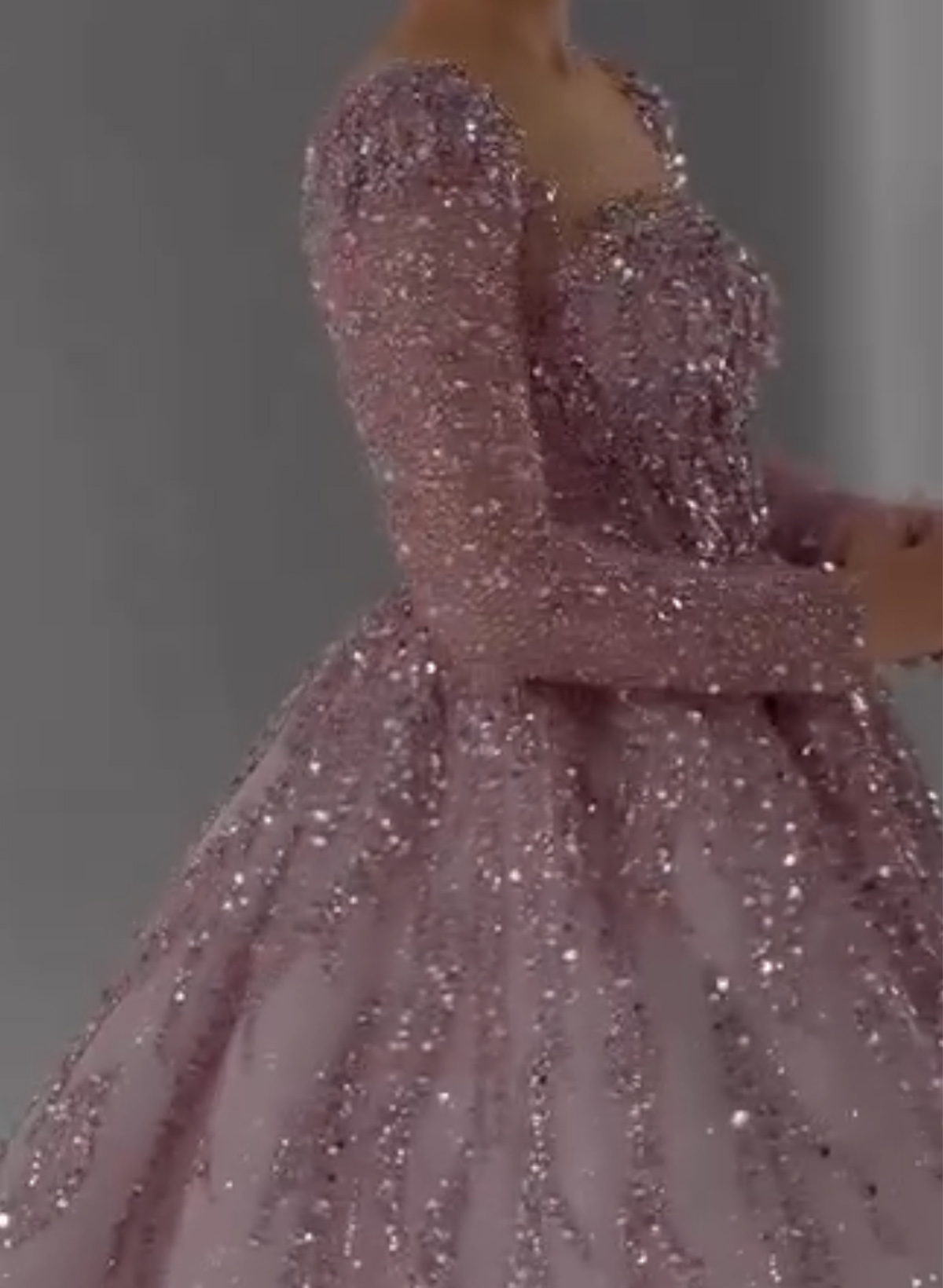 Ball-Gown Square Neckline Long Sleeves Floor-Length Lace/Satin Evening Dresses With Beading