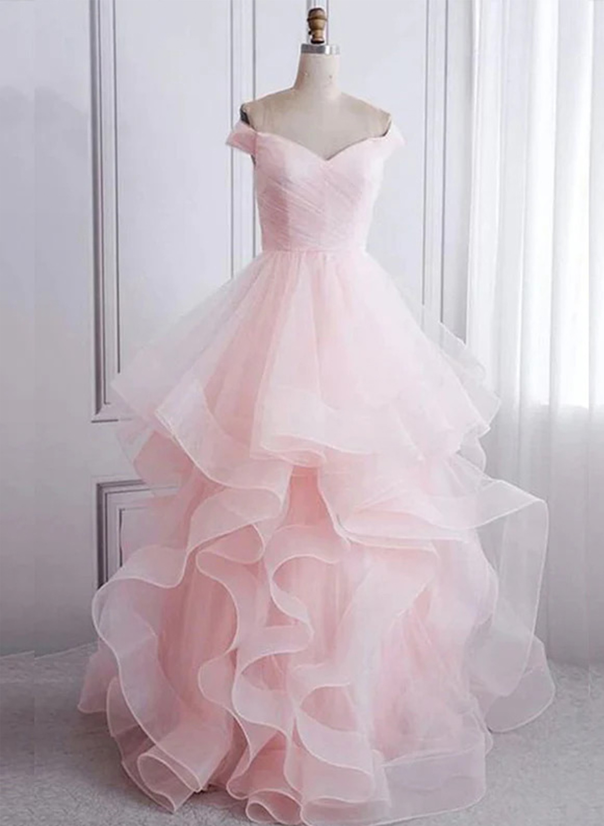 A-Line Off-The-Shoulder Sleeveless Floor-Length Satin/TulleEvening Dresses