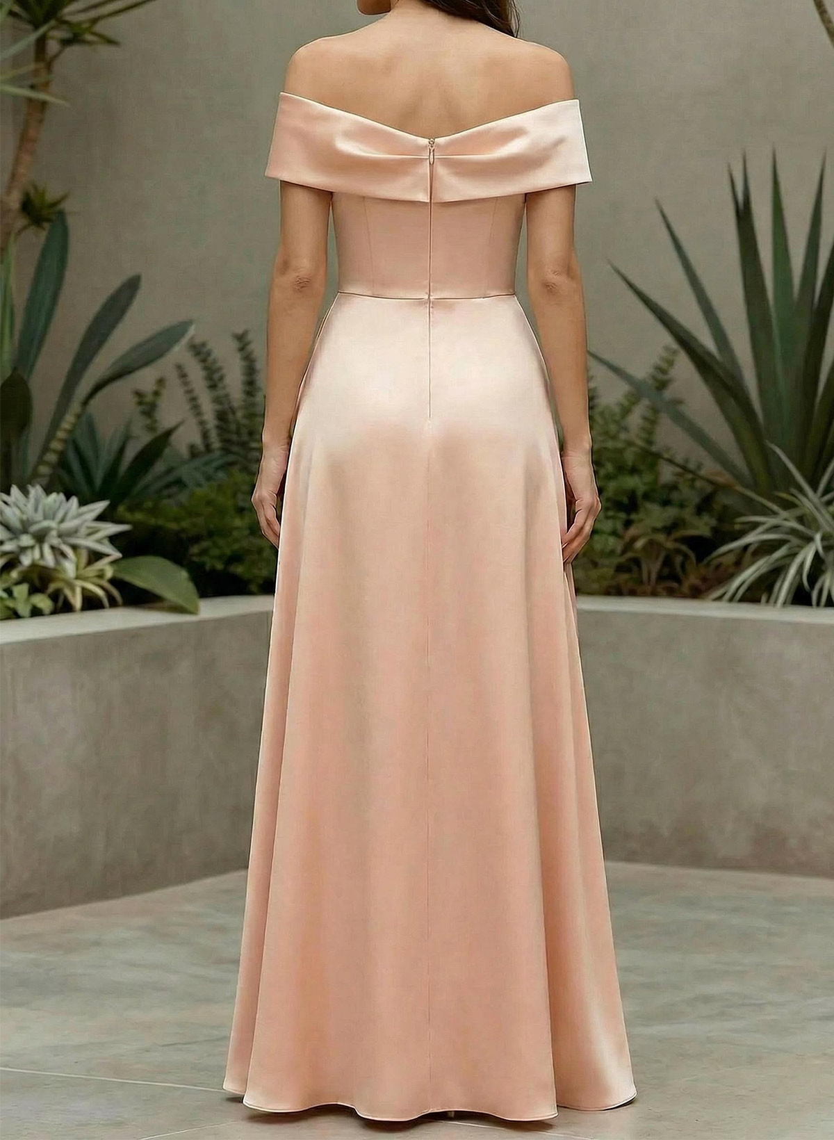 A-Line Off-The-Shoulder Sleeveless Floor-Length Matte Satin Evening Dresses With Pleated