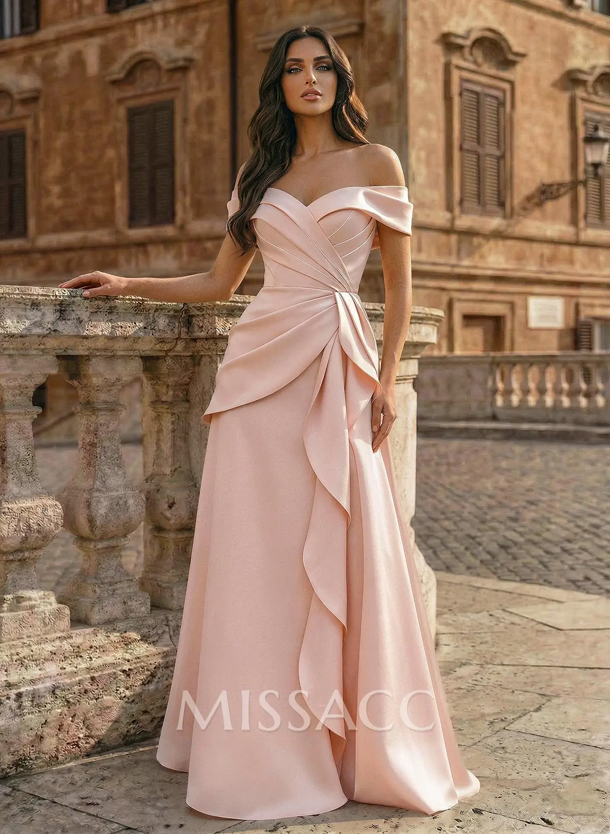 evening floor length dresses Rachel Allan RB8135 Long sleeves add coverage and work well for cooler venues or occasions where you prefer arm coverage A-Line Off-The-Shoulder Sleeveless Floor-Length Matte