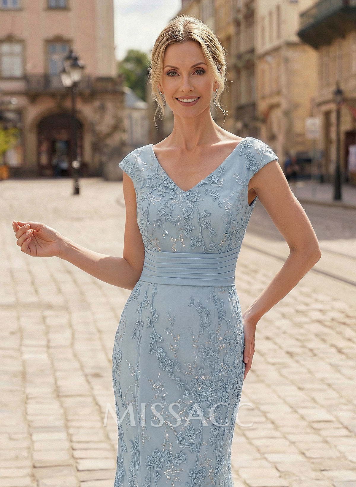 Trumpet/Mermaid V-Neck Cape Sleeves Sweep Train Satin Mother Of The Bride Dresses With Sequins/Appliques Lace Trumpet/Mermaid V-Neck Cape Sleeves Sweep Train Satin Mother Of The Bride Dresses With Sequins/Appliques Lace