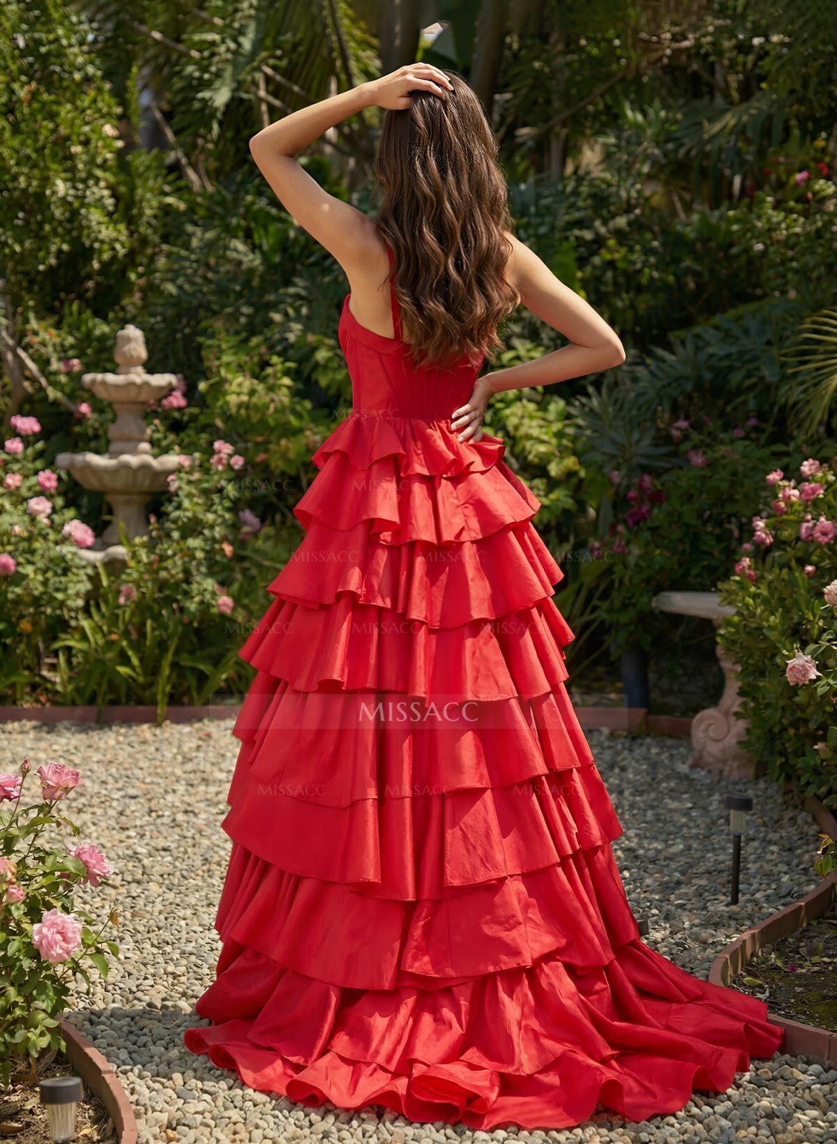 A-Line Sweetheart Sleeveless Sweep Train Taffeta Prom Dresses With Ruffle/High Split
