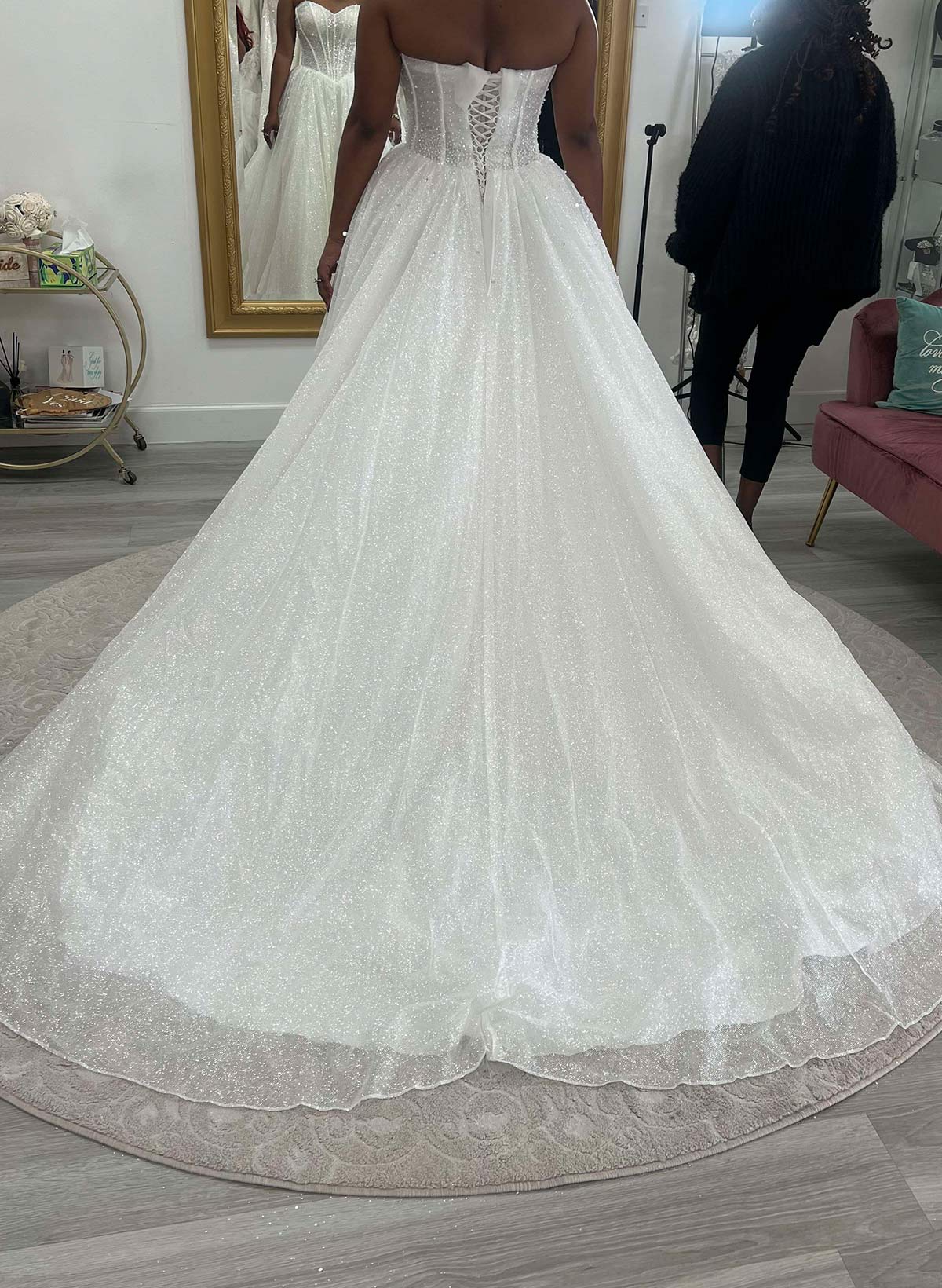 A-Line Strapless Sleeveless Court Train Wedding Dresses With Beading/Rhinestone/High Split
