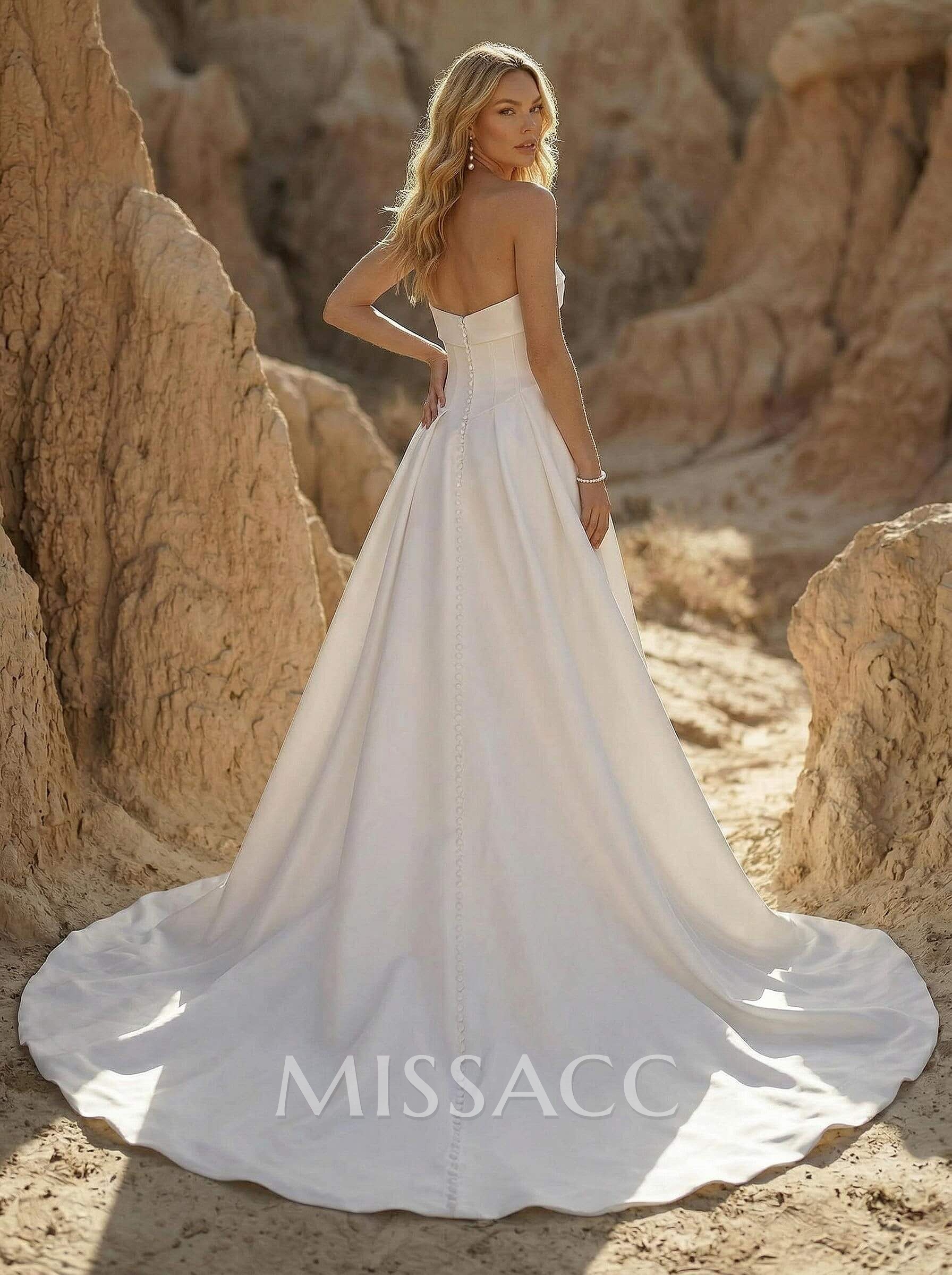 Ball-Gown Sweetheart Sleeveless Court Train Satin With Bow Wedding Dress