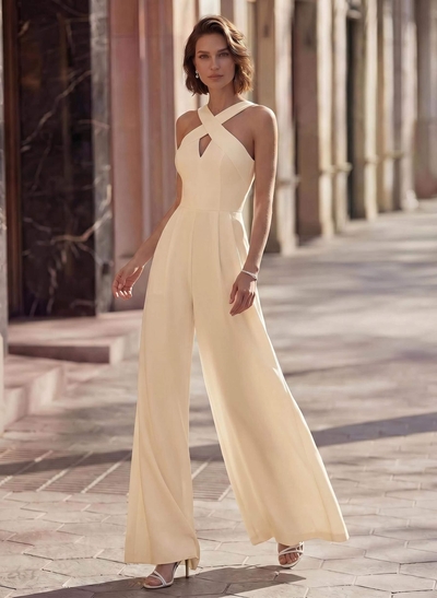 Jumpsuit Pantsuit Sweetheart Sleeveless Floor-Length Elastic Satin Wedding Dresses