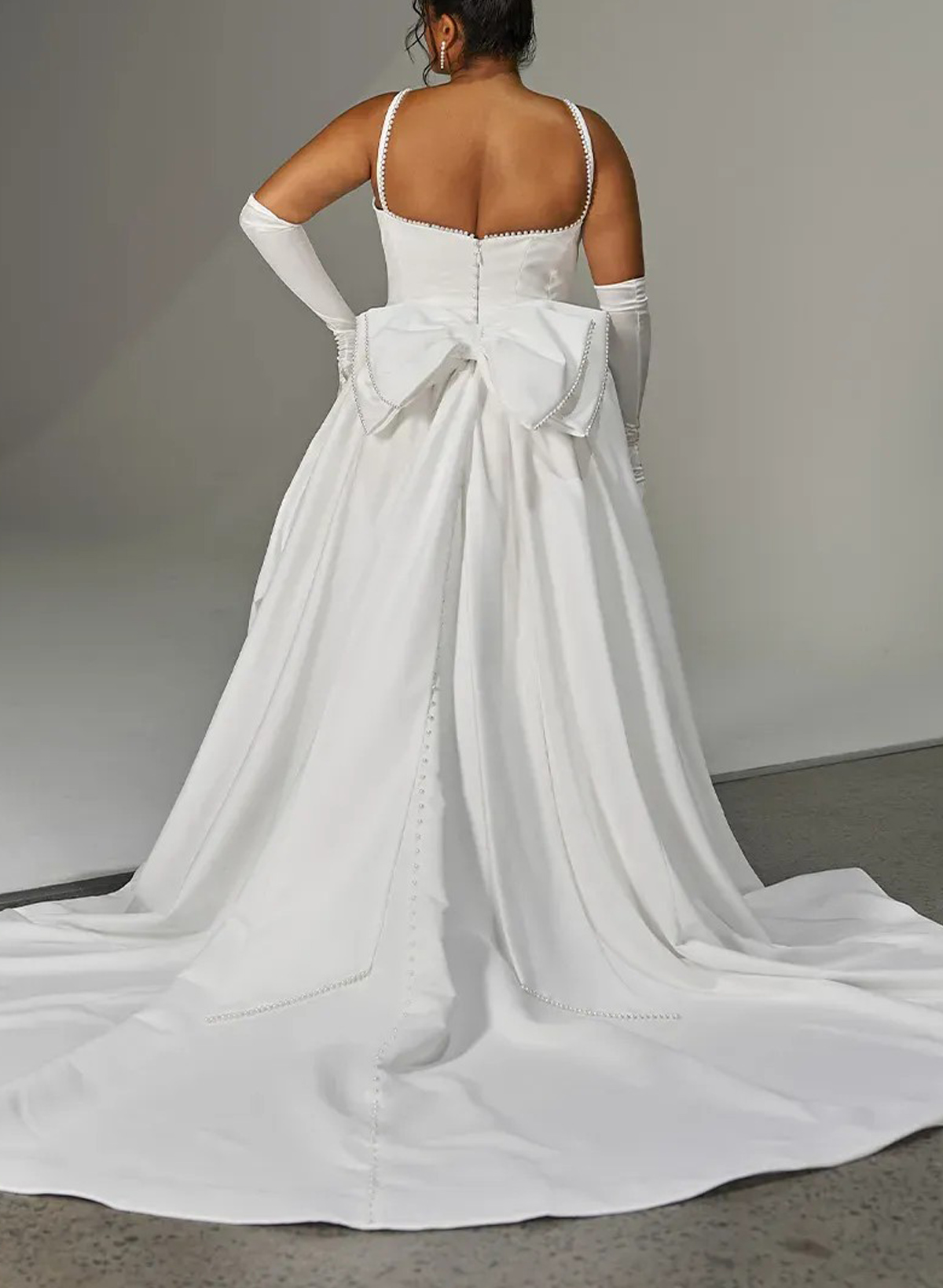 Ball-Gown Off-The-Shoulder Sleeveless Chapel Train Satin BRIDE With Bow Wedding Dress