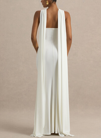 Trumpet/Mermaid Halter Sleeveless Floor-Length Jersey Wedding Dress