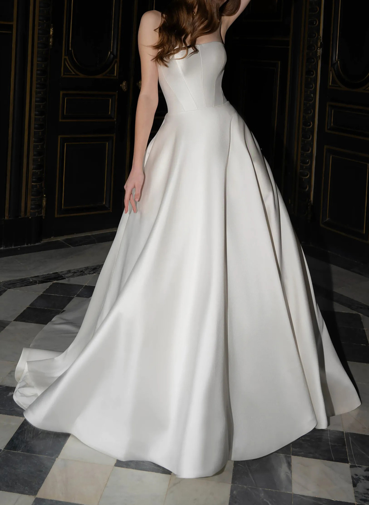 Ball-Gown Off-The-Shoulder Sleeveless Court Train Twill Satin Wedding Dress