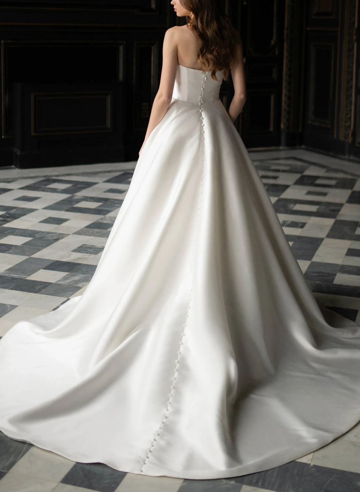 Ball-Gown Off-The-Shoulder Sleeveless Court Train Twill Satin Wedding Dress