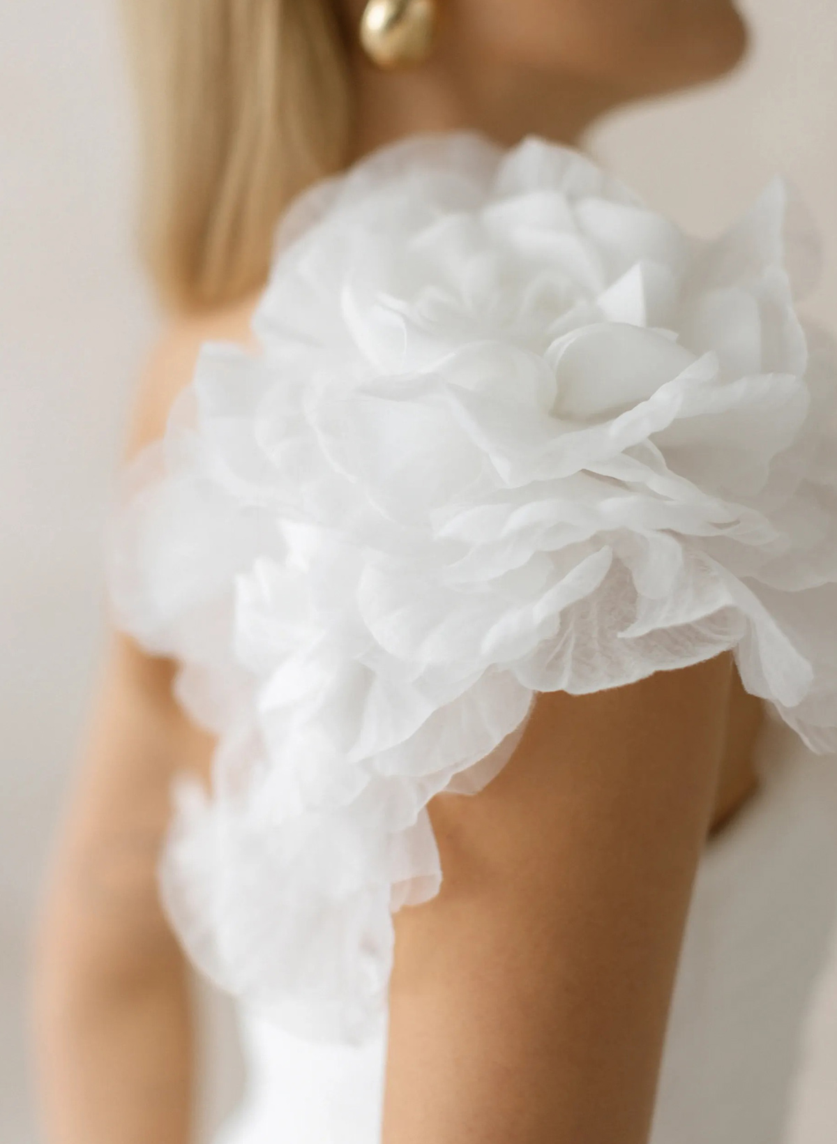 Ball-Gown One-Shoulder Sleeveless Chapel Train Chiffon Wedding DressWith Pockets