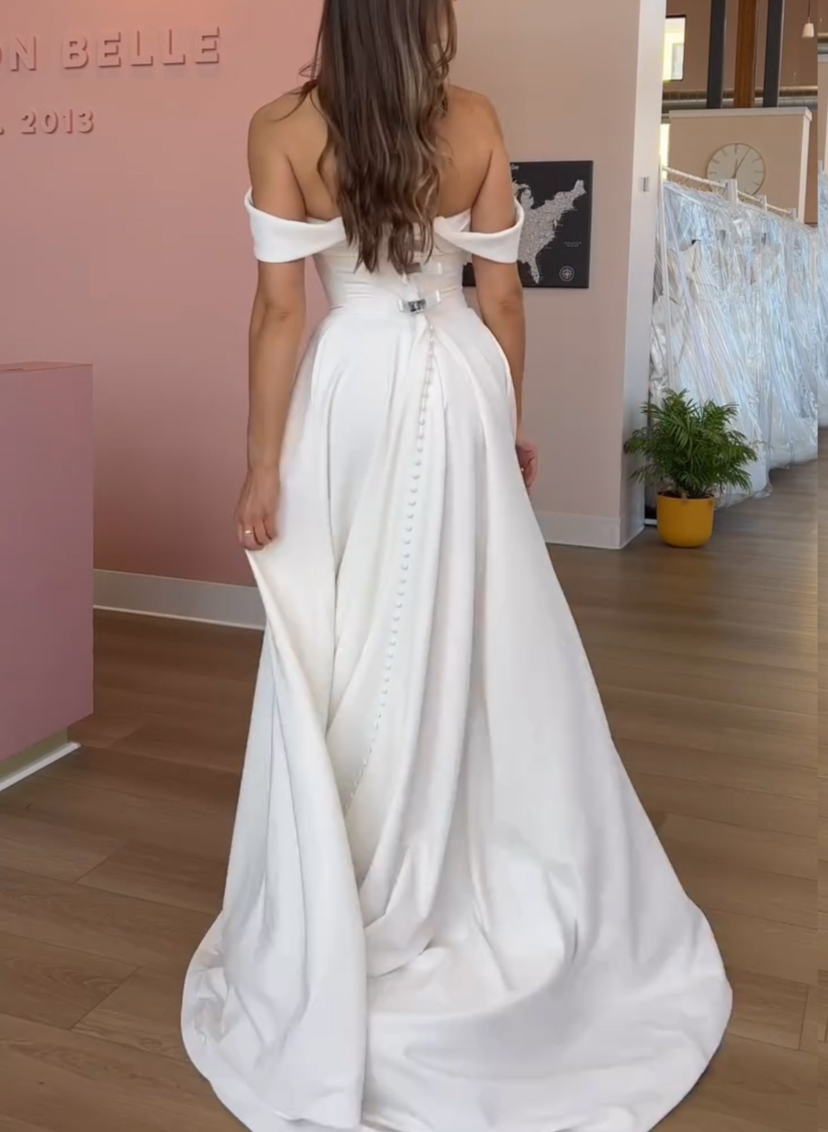 A-Line Off-The-Shoulder Sleeveless Court Train Crepe Satin Wedding Dresses