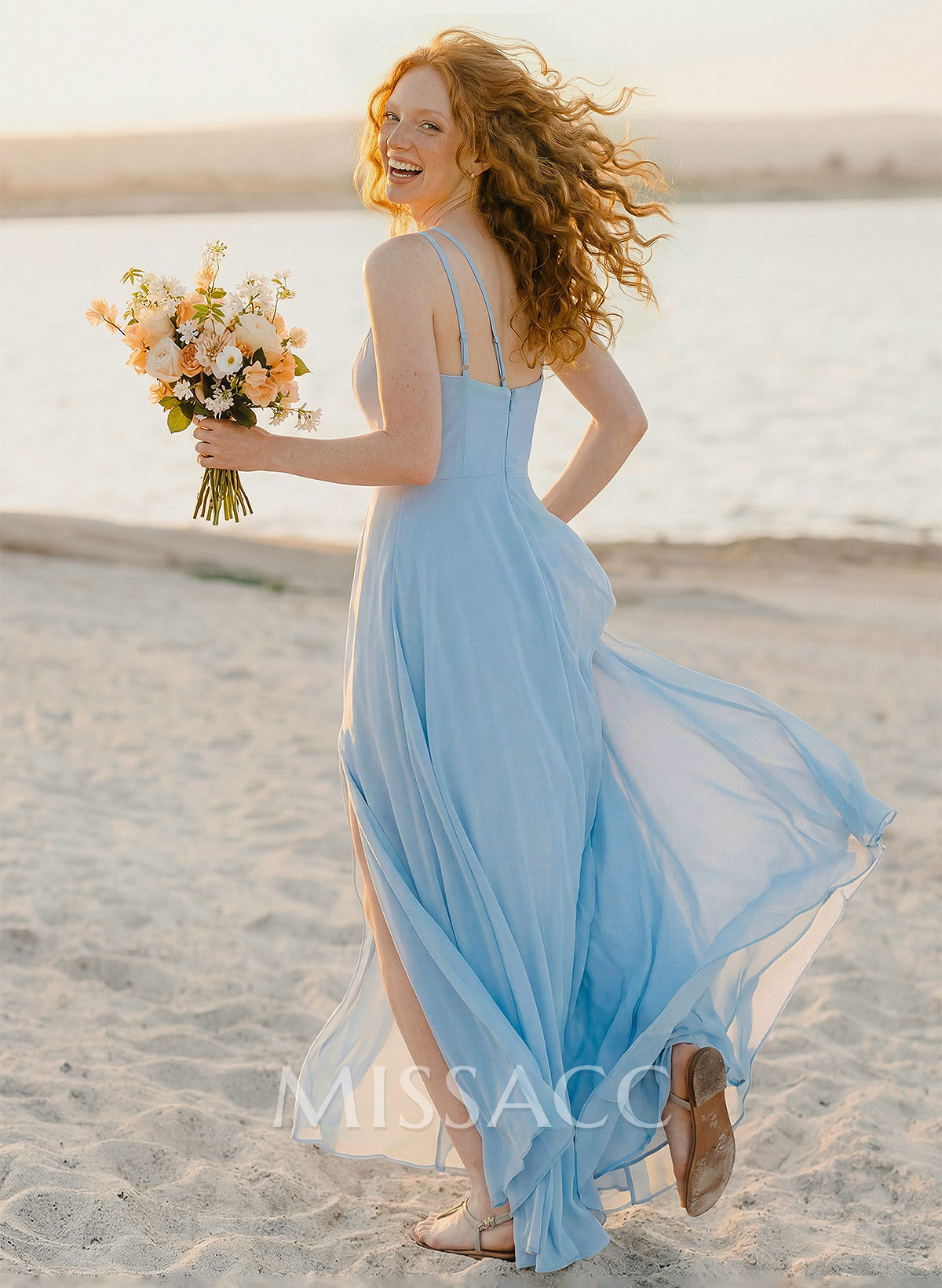 A-Line One-Shoulder Sleeveless Floor-Length Chiffon Bridesmaid Dresses With High Split A-Line One-Shoulder Sleeveless Floor-Length Chiffon Bridesmaid Dresses With High Split