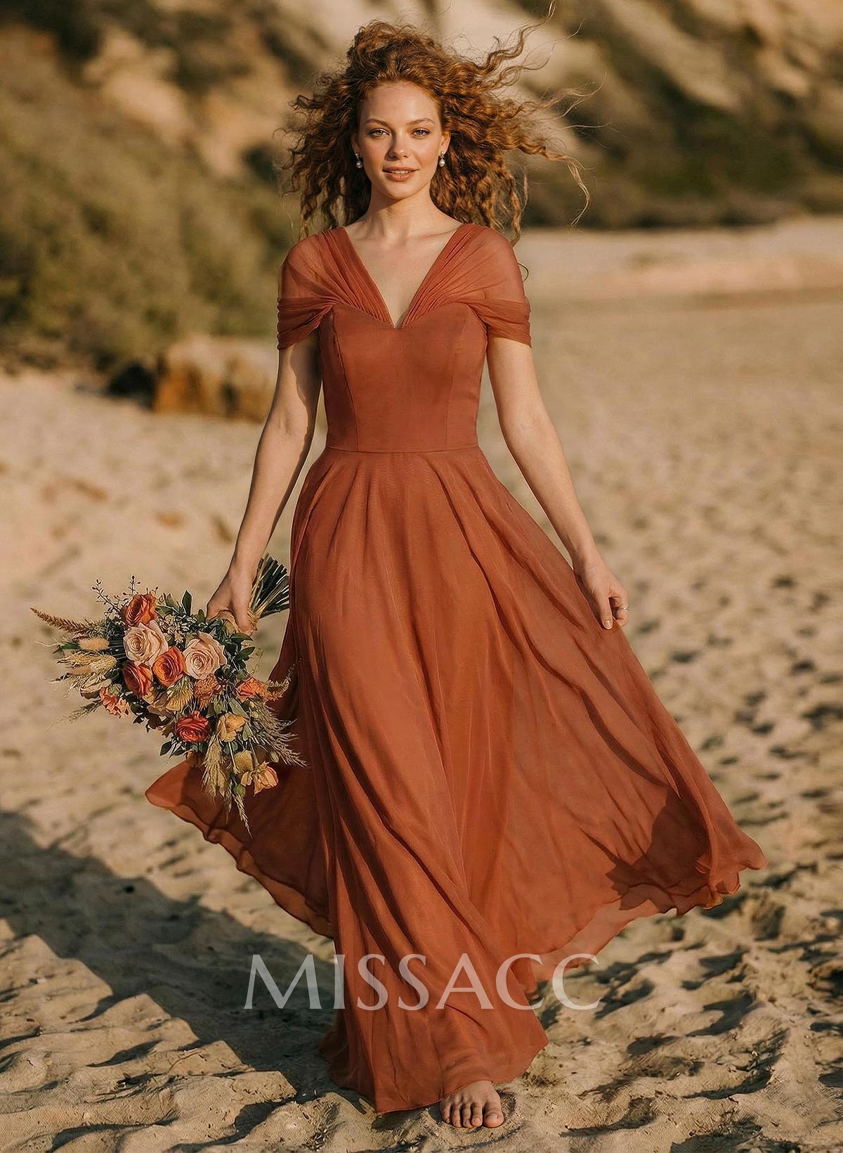 Elegant A-Line V-Neck Sleeveless Floor-Length Chiffon Bridesmaid Dresses Elegant A-Line V-Neck Sleeveless Floor-Length Chiffon Bridesmaid Dresses