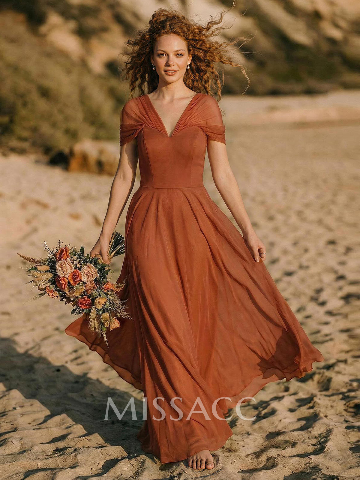 Elegant A-Line V-Neck Sleeveless Floor-Length Chiffon Bridesmaid Dresses Elegant A-Line V-Neck Sleeveless Floor-Length Chiffon Bridesmaid Dresses