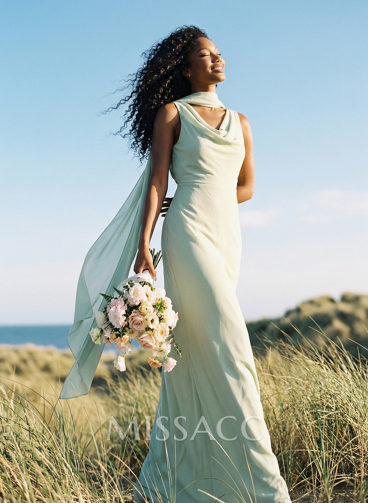Elegant Sheath/Column Cowl Neck Sleeveless Floor-Length Chiffon Bridesmaid Dresses Elegant Sheath/Column Cowl Neck Sleeveless Floor-Length Chiffon Bridesmaid Dresses