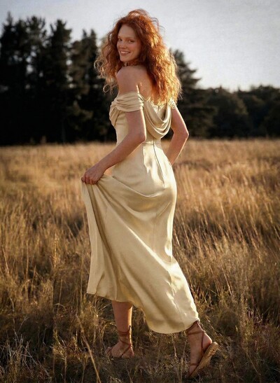 Trumpet/Mermaid Off-The-Shoulder Floor-Length Crepe Satin Bridesmaid Dresses With High Split