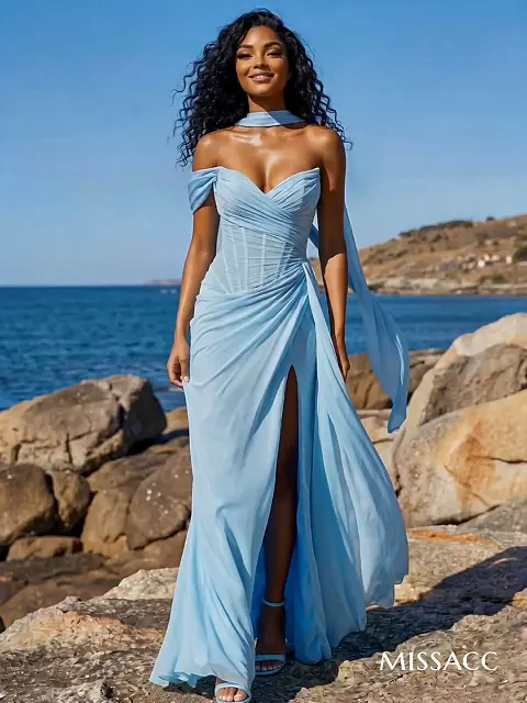 Sheath/Column One-Shoulder/Sweetheart Floor-Length Chiffon Bridesmaid Dresses With High Split
