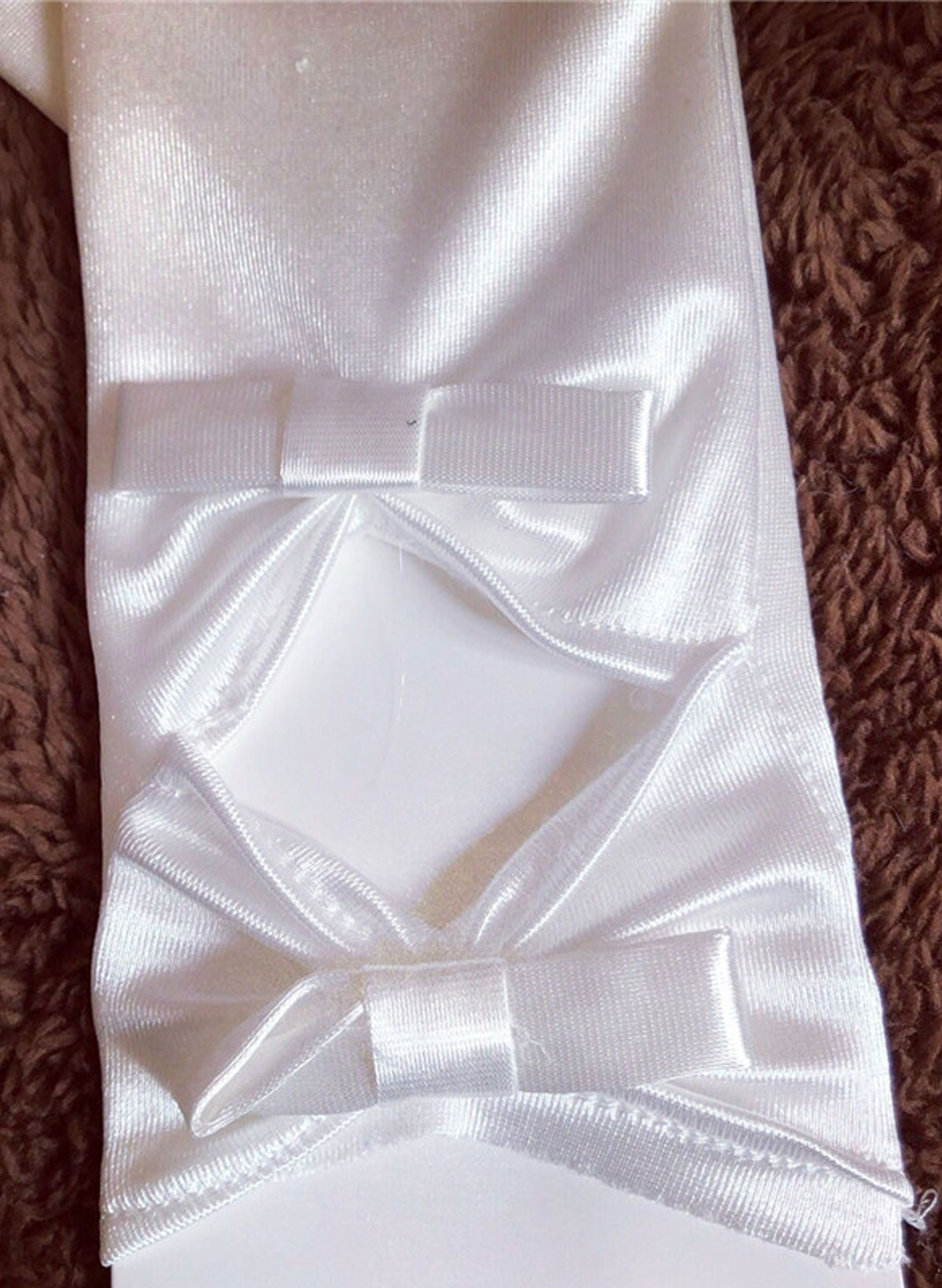 Fingertips Opera Length Satin Bridal Gloves With Bowknot