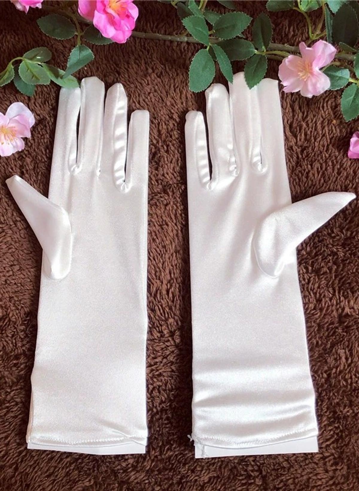 Fingertips Opera Length Satin Bridal Gloves With Bowknot