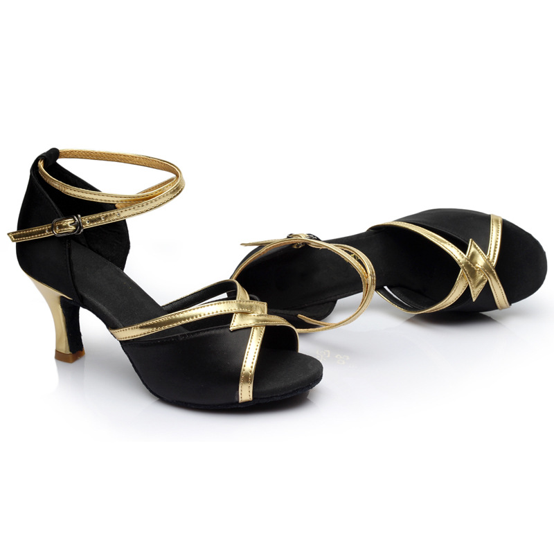 Peep Toe Buckle Satin Dance Shoes With Ankle Strap Heel