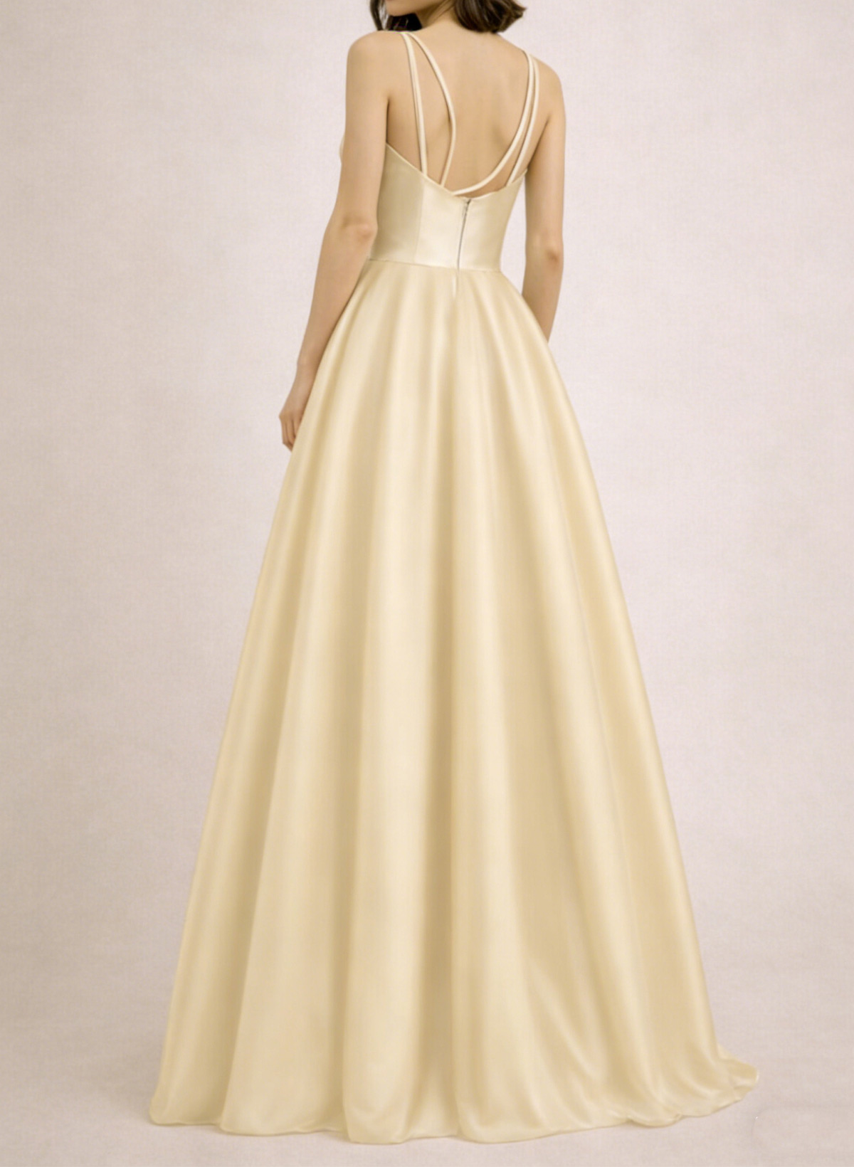 A-Line Square Neckline Sleeveless Floor-Length Satin Evening Dresses