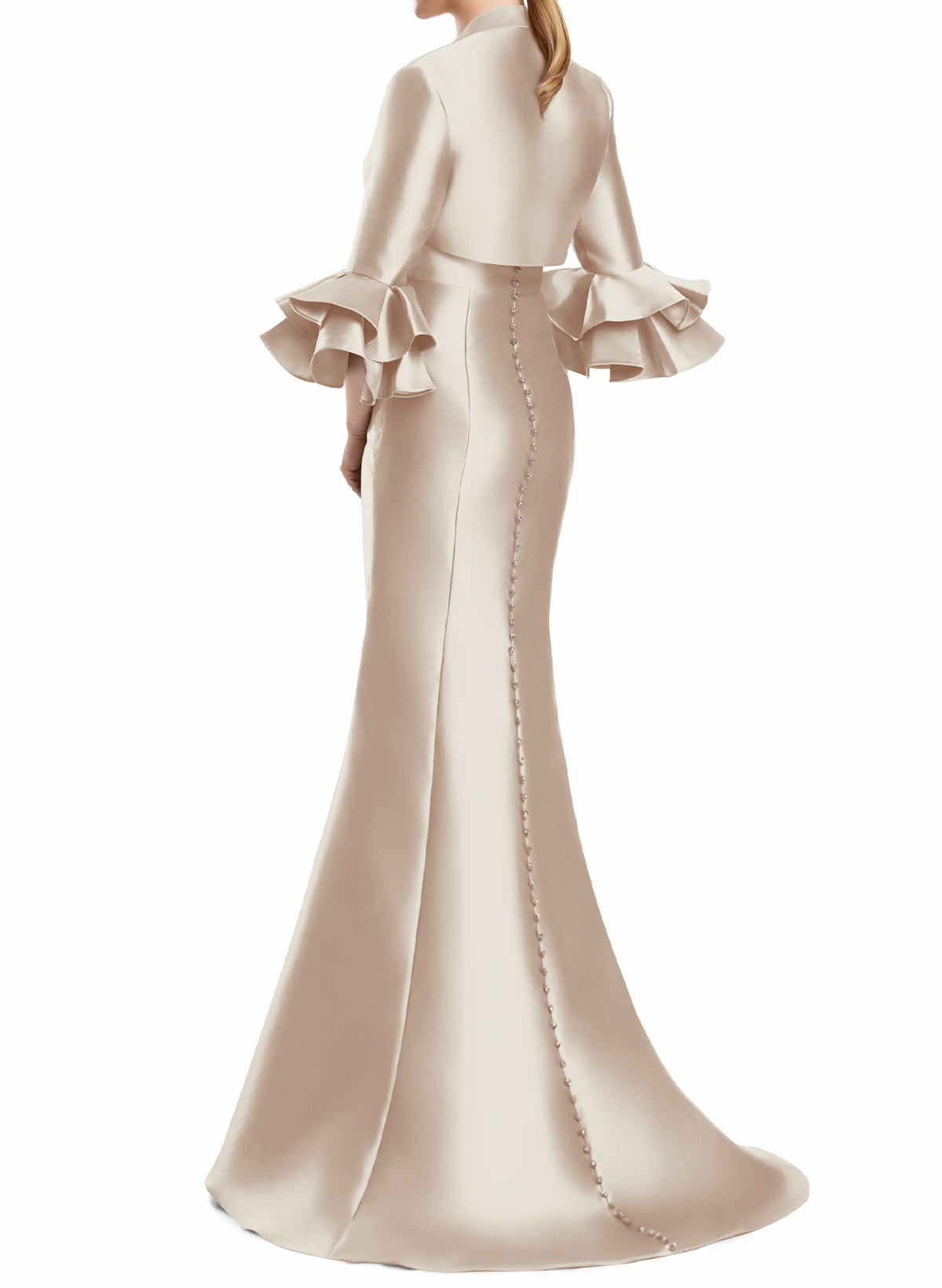 Trumpet/Mermaid Sweetheart 3/4 Sleeves Sweep Train Twill Satin Evening Dresses