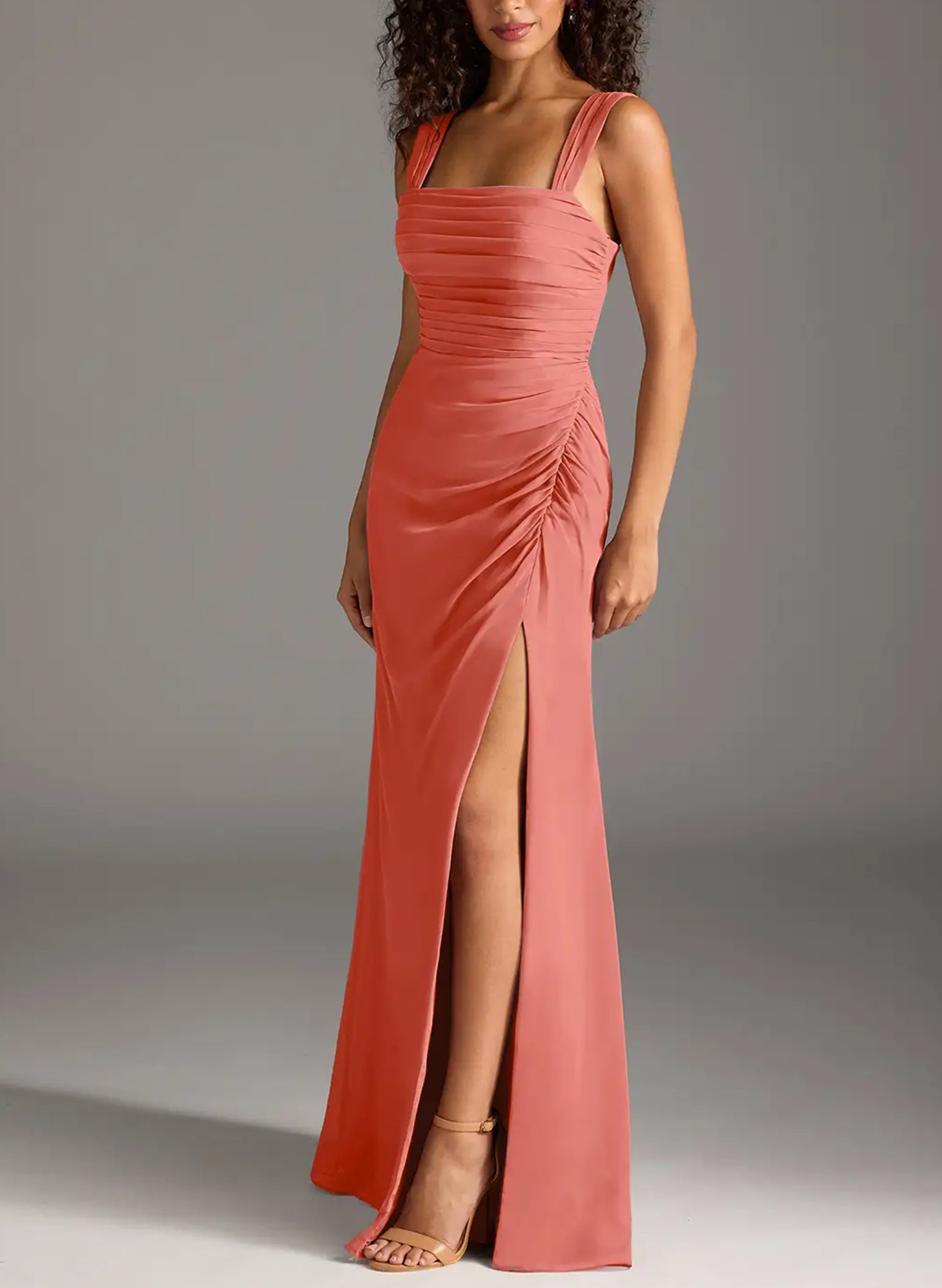Trumpet/Mermaid Square Neckline Floor-Length Chiffon Evening Dresses With High Split