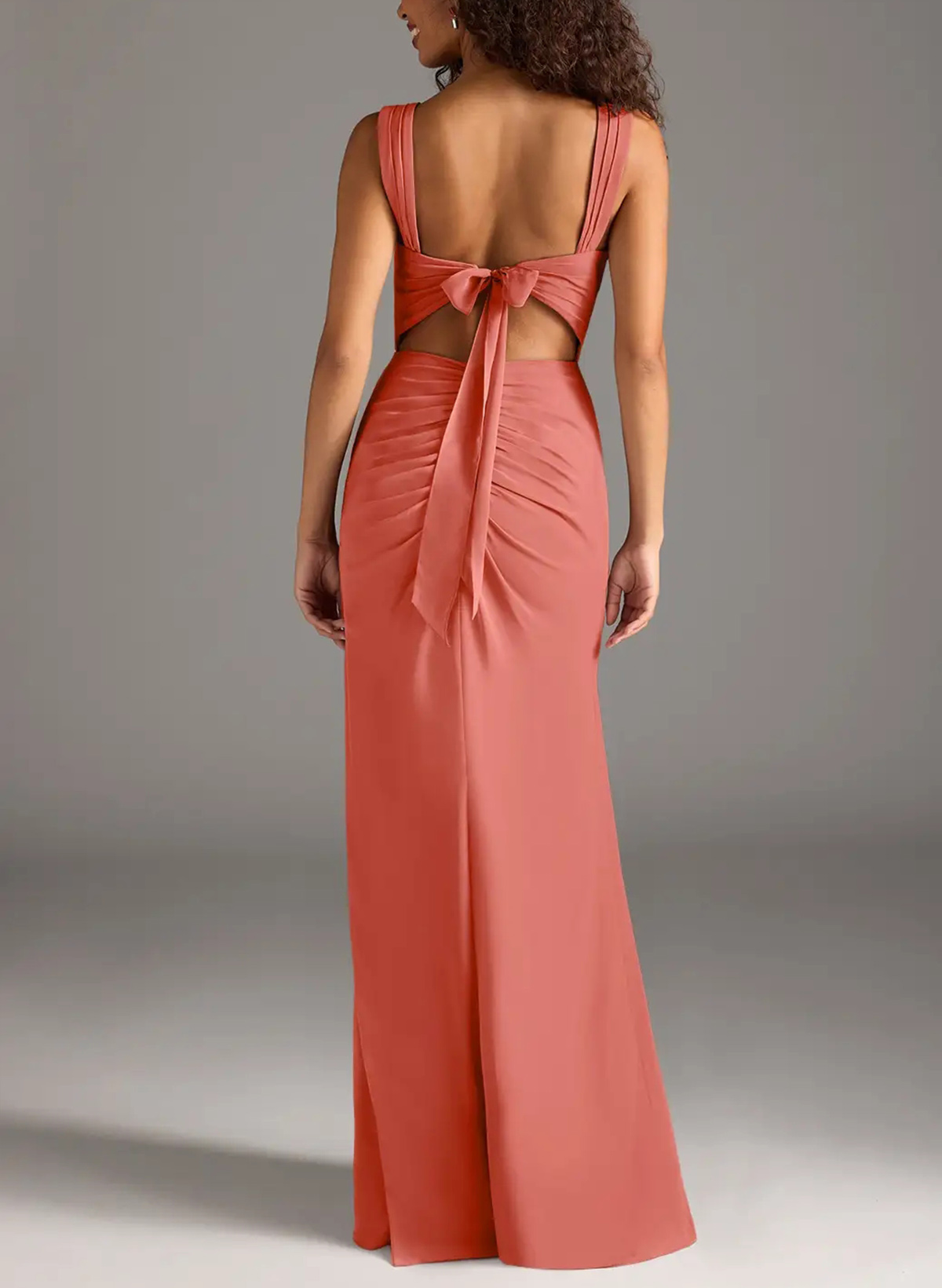 Trumpet/Mermaid Square Neckline Floor-Length Chiffon Evening Dresses With High Split